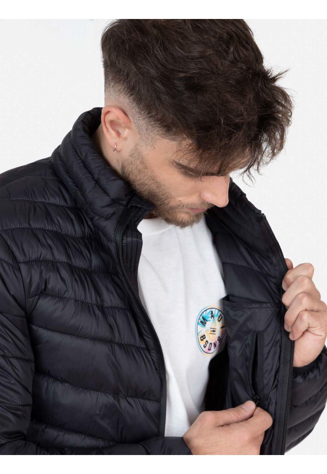 Parka Diagonal Quited Hombre Negro Maui and Sons-3