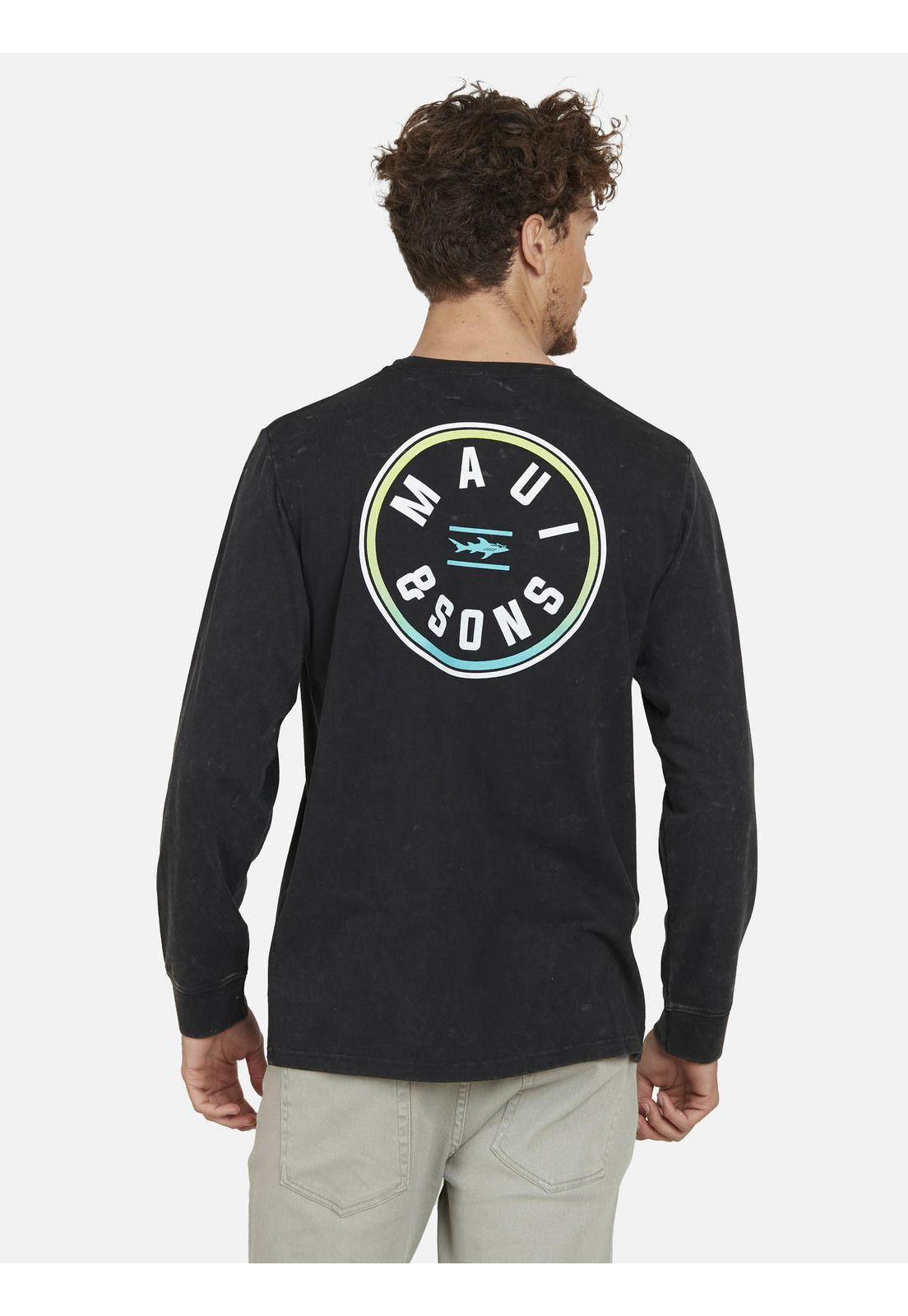 Polera GRADIENT SHARK Hombre Negro Maui and Sons-1