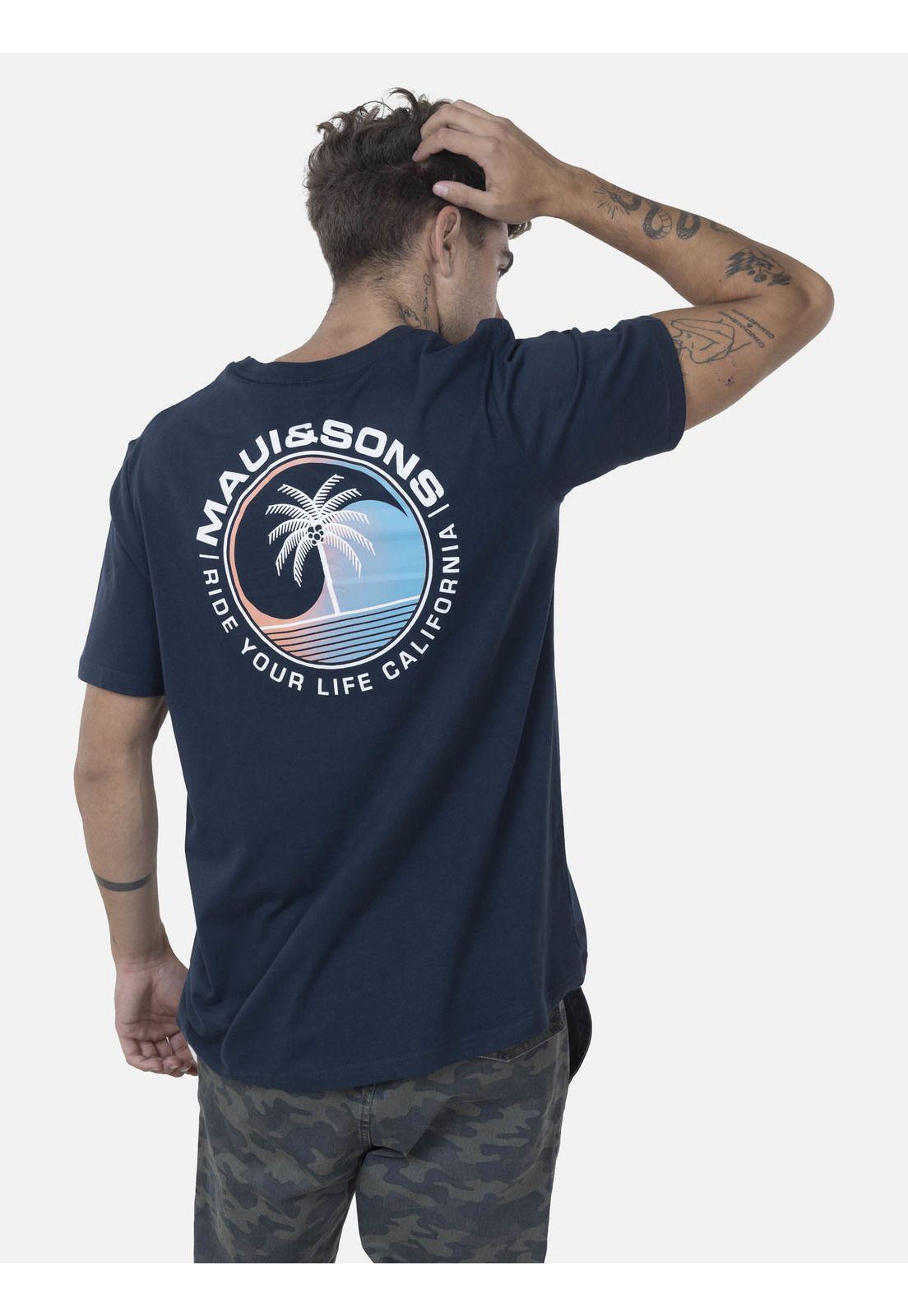 Polera Hombre YING YANG PALM SS TEE Azul Marino Maui and Sons-1