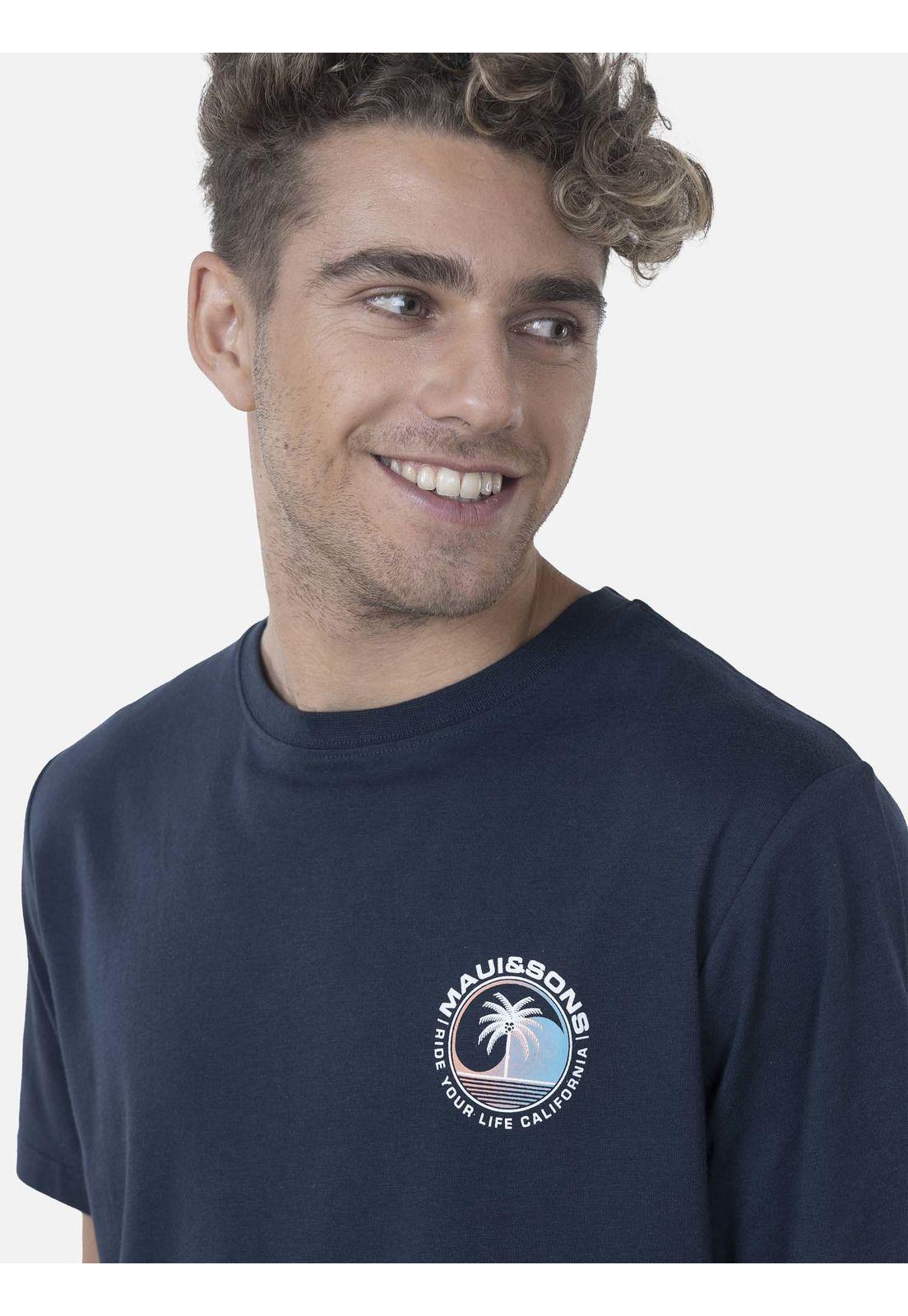 Polera Hombre YING YANG PALM SS TEE Azul Marino Maui and Sons-2