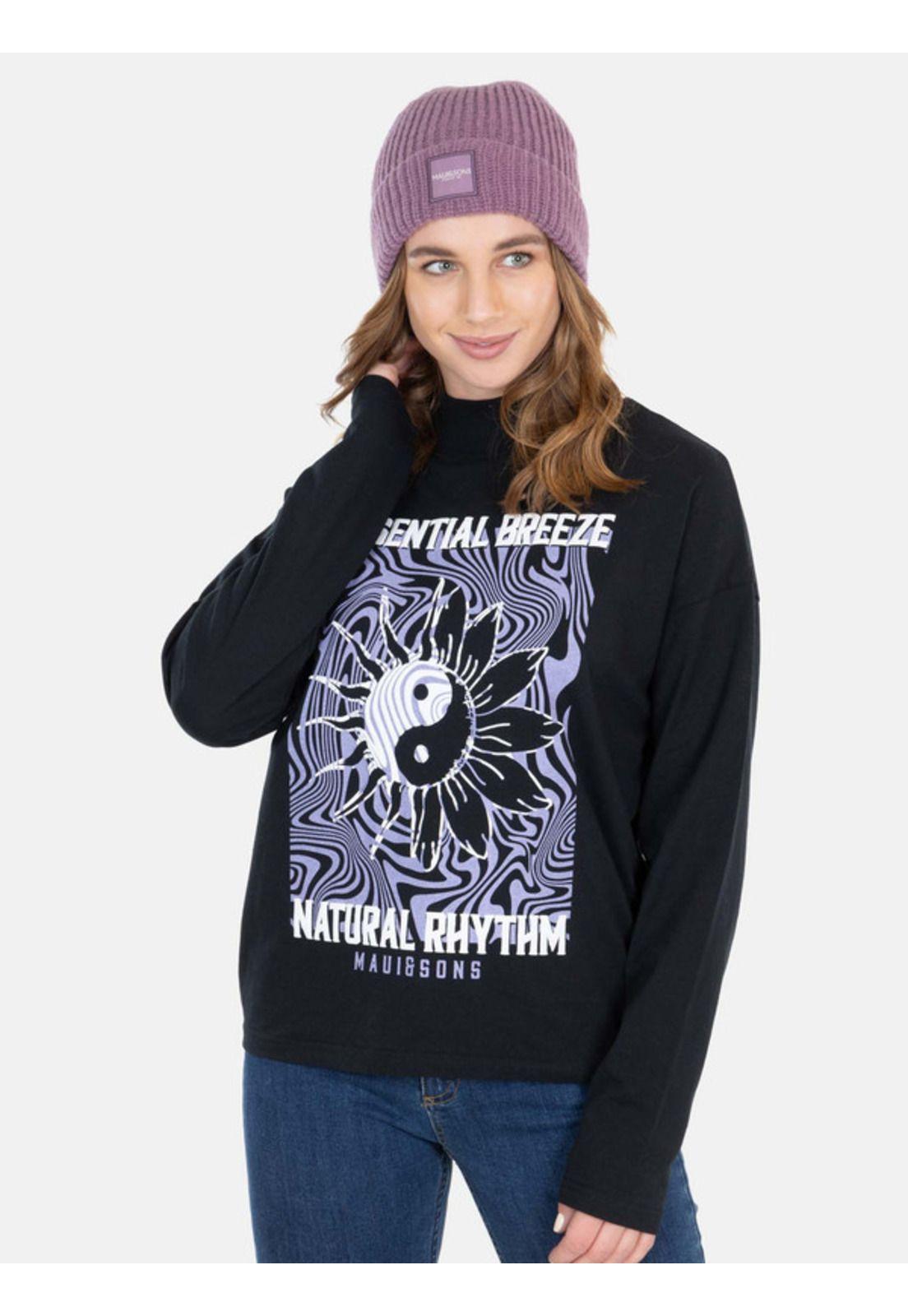 Polera Essential Rhythm T-Shirt Negro Mujer Maui And Sons-0