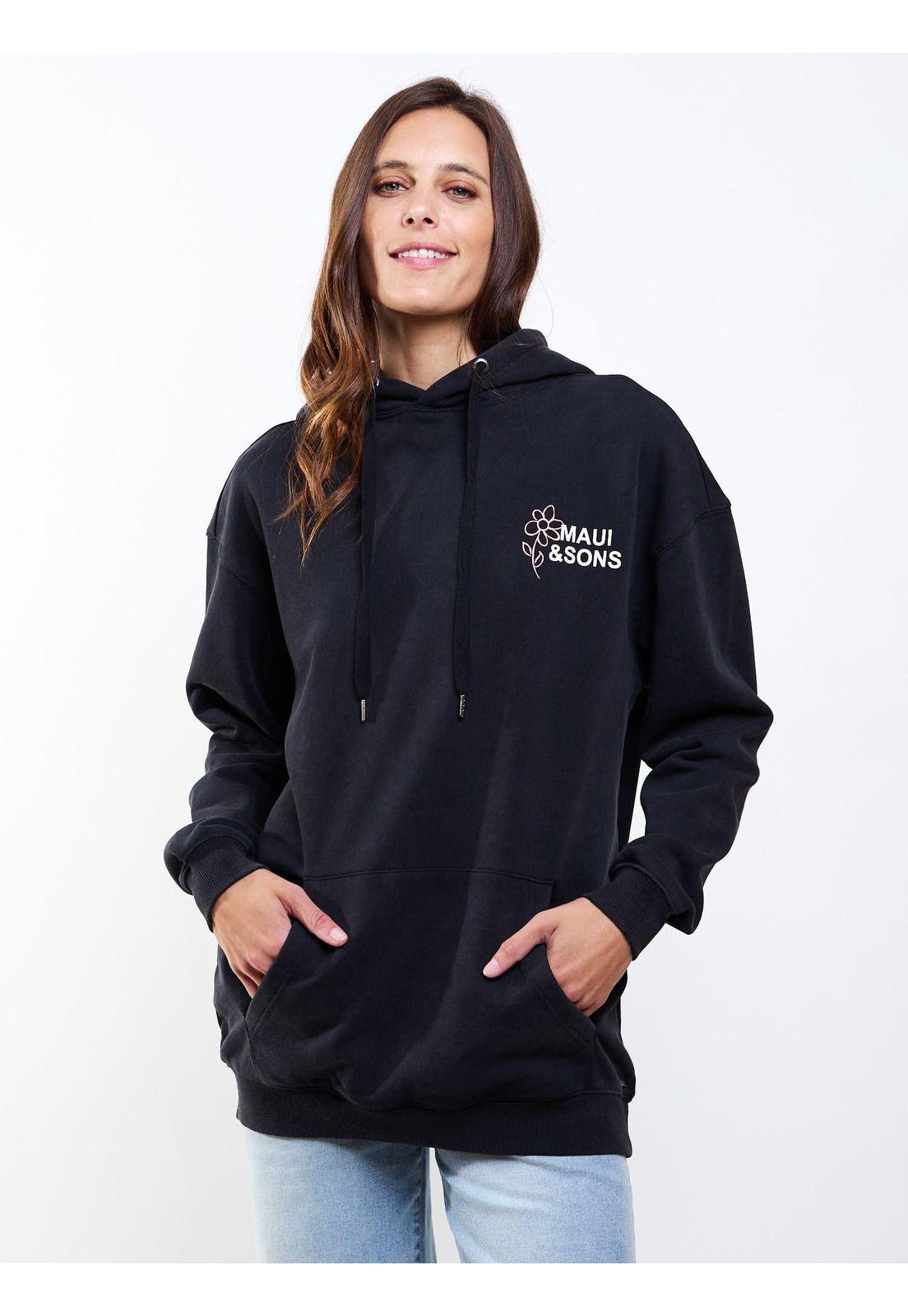 Poleron Canguro Fiyi Negro Mujer Maui And Sons-4