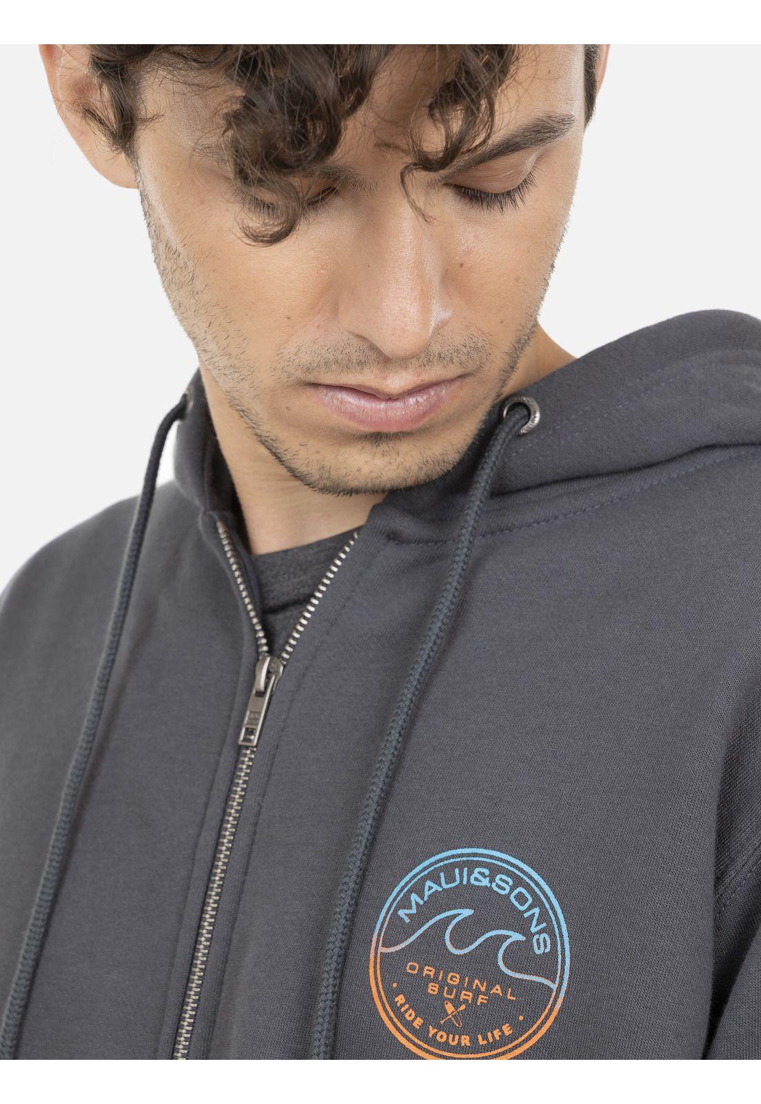 Poleron Fullzipper Hombre 5O433-MI21 Gris Maui and Sons-2