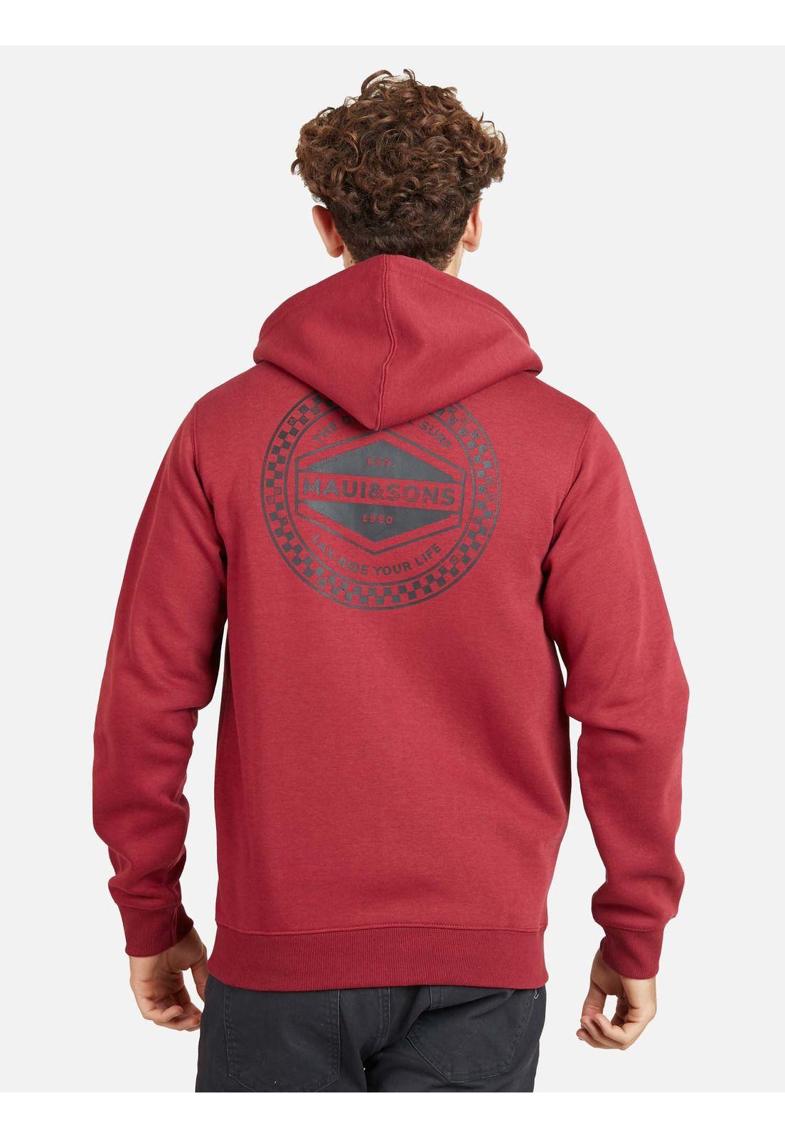 Poleron LAX RIDE YOUR LIFE FZ Hombre Rojo Maui and Sons-1