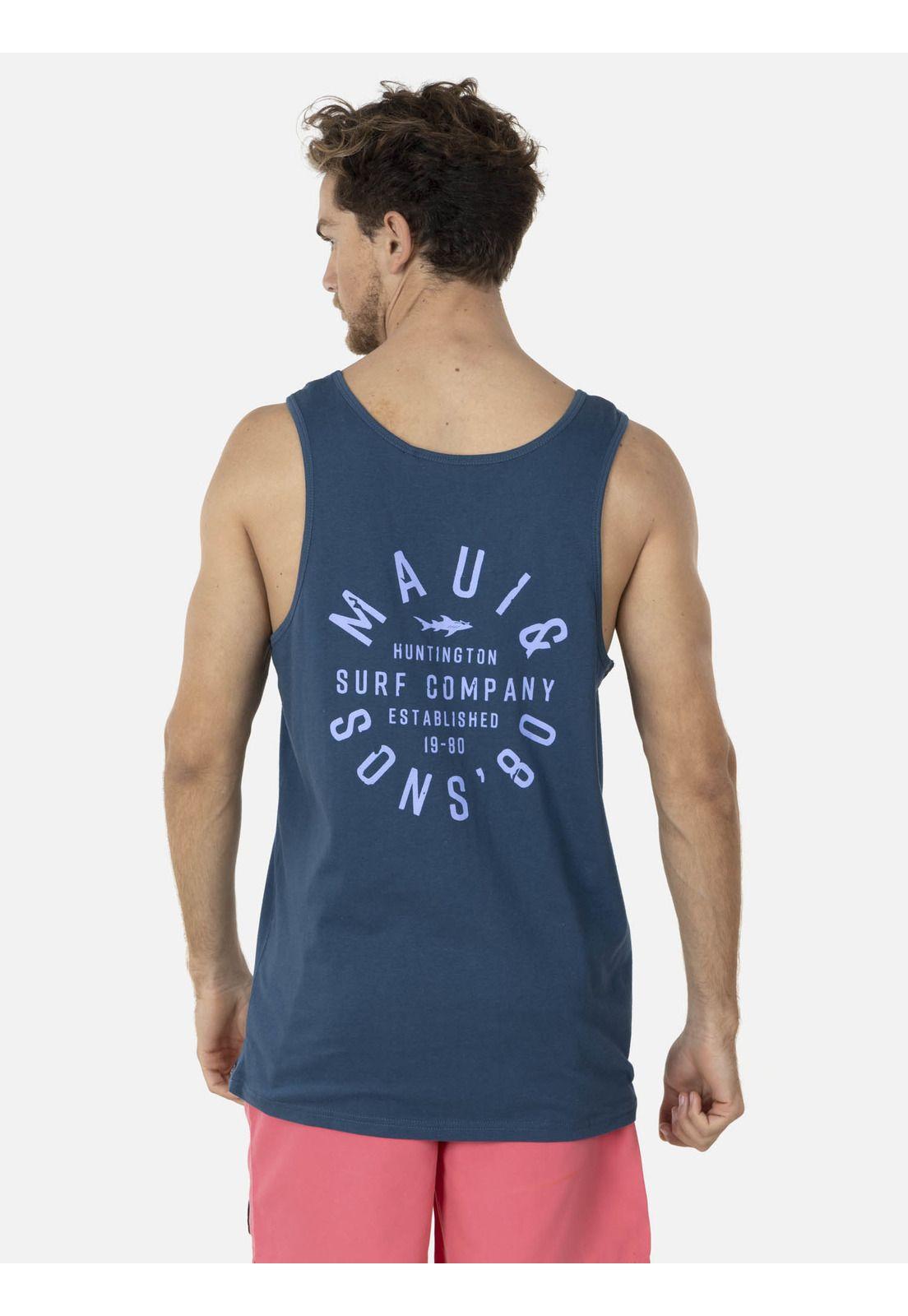 Polera SM HAWAIIAN SHIELD Hombre Azul Maui and Sons-1