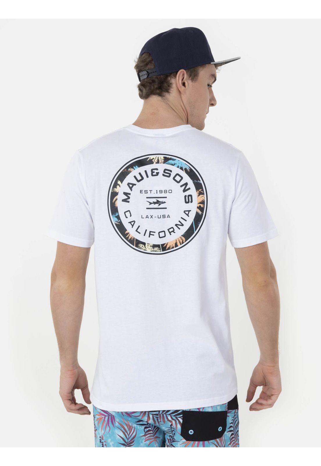 Polera PALM CIRCLE Hombre Blanco Maui and Sons-1