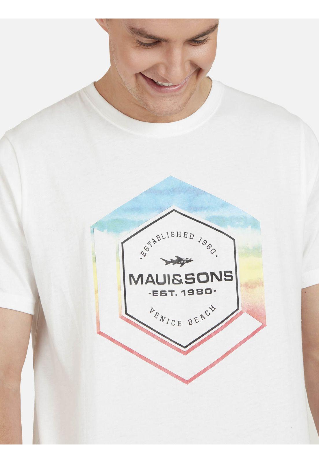 Polera GEOMETRIC SKY Hombre Blanco Maui and Sons-2