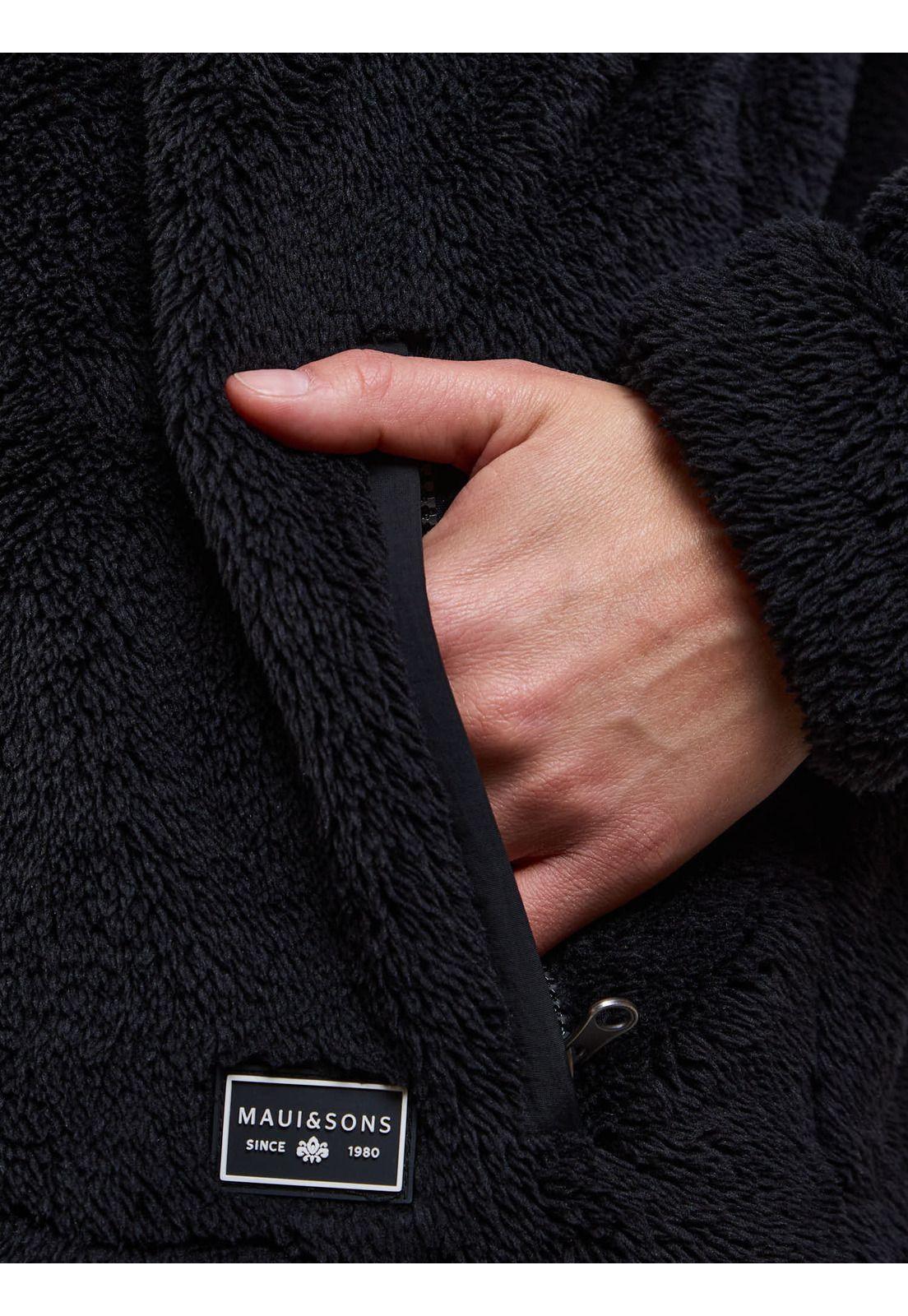 Poleron FZ Coral Quartz Negro Mujer Maui And Sons-7