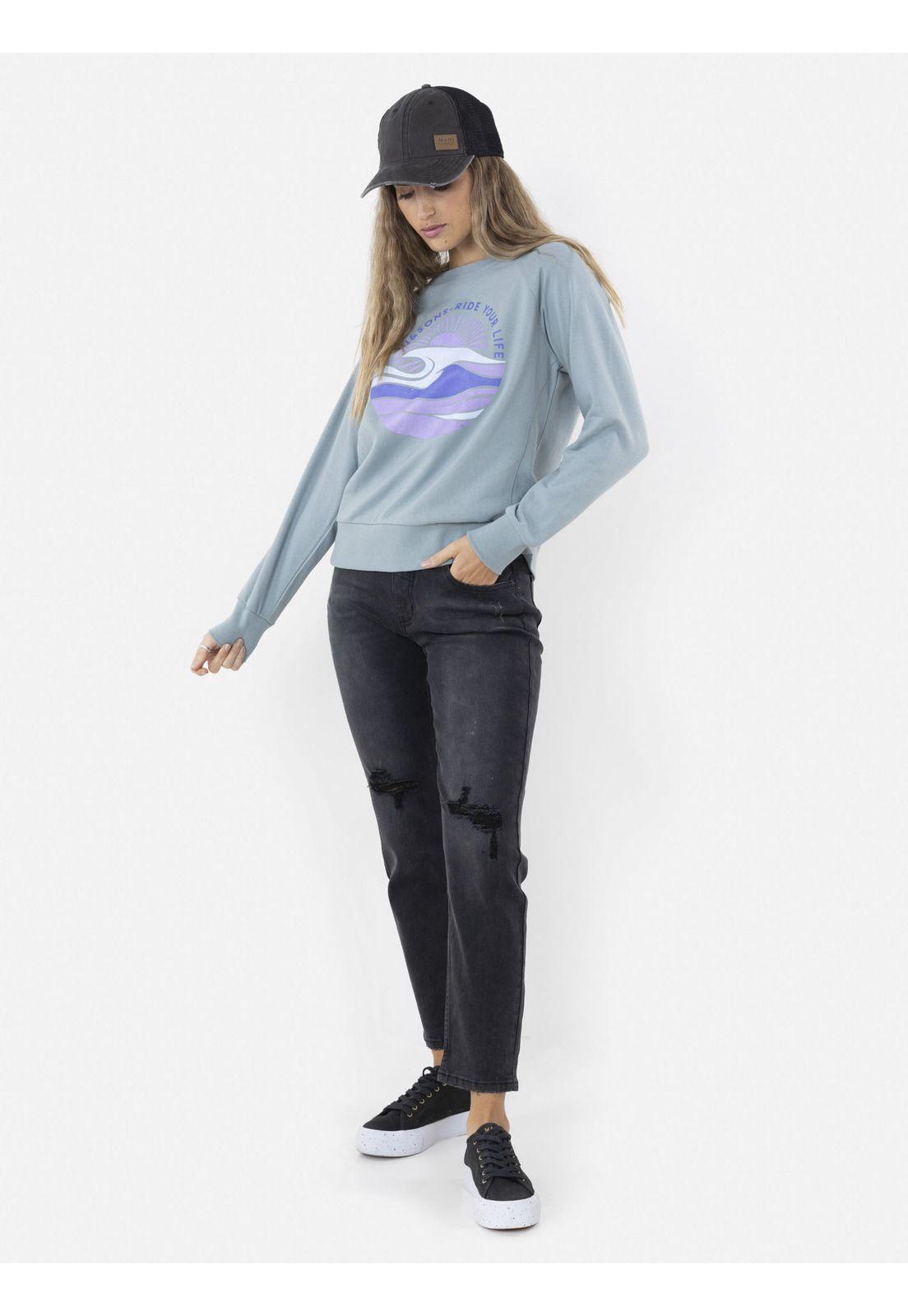 Poleron PURPLE WAVE CREW Mujer Azul Maui and Sons-3
