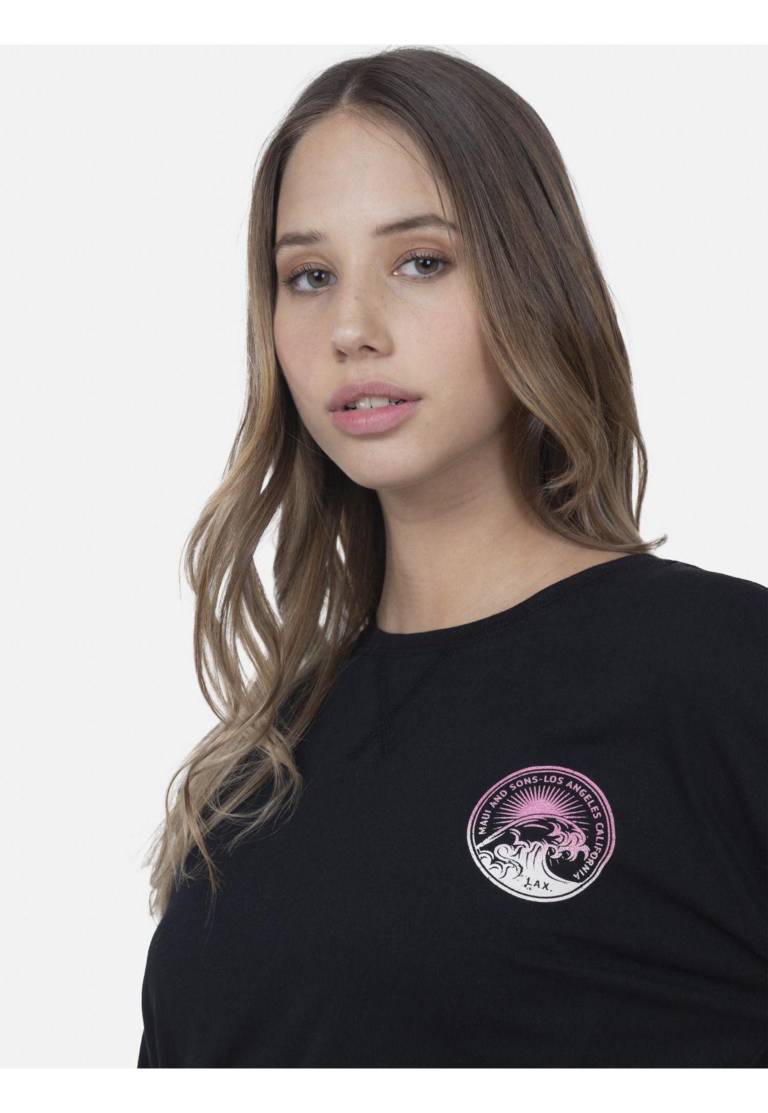 Polera Mujer SUNSET WAVES DARK Negro Maui and Sons-2