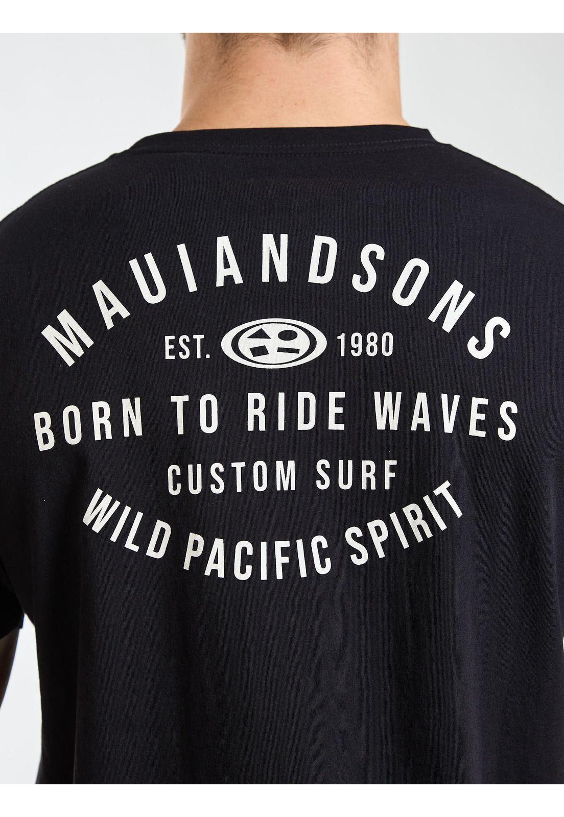 Polera MC Badge Negro Hombre Maui and Sons-3