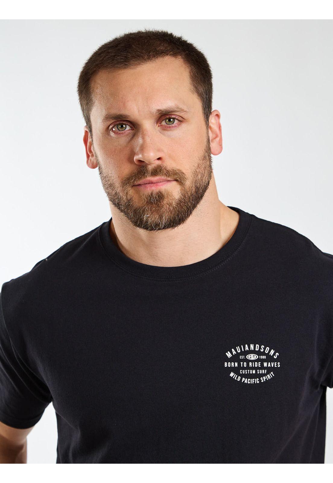 Polera MC Badge Negro Hombre Maui and Sons-4