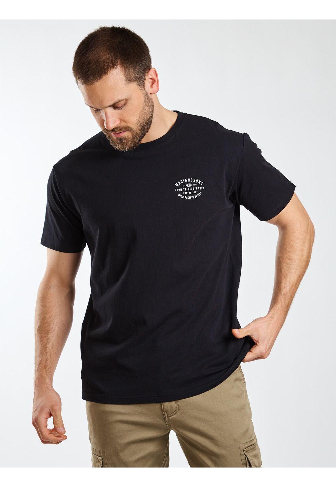Polera MC Badge Negro Hombre Maui and Sons-6