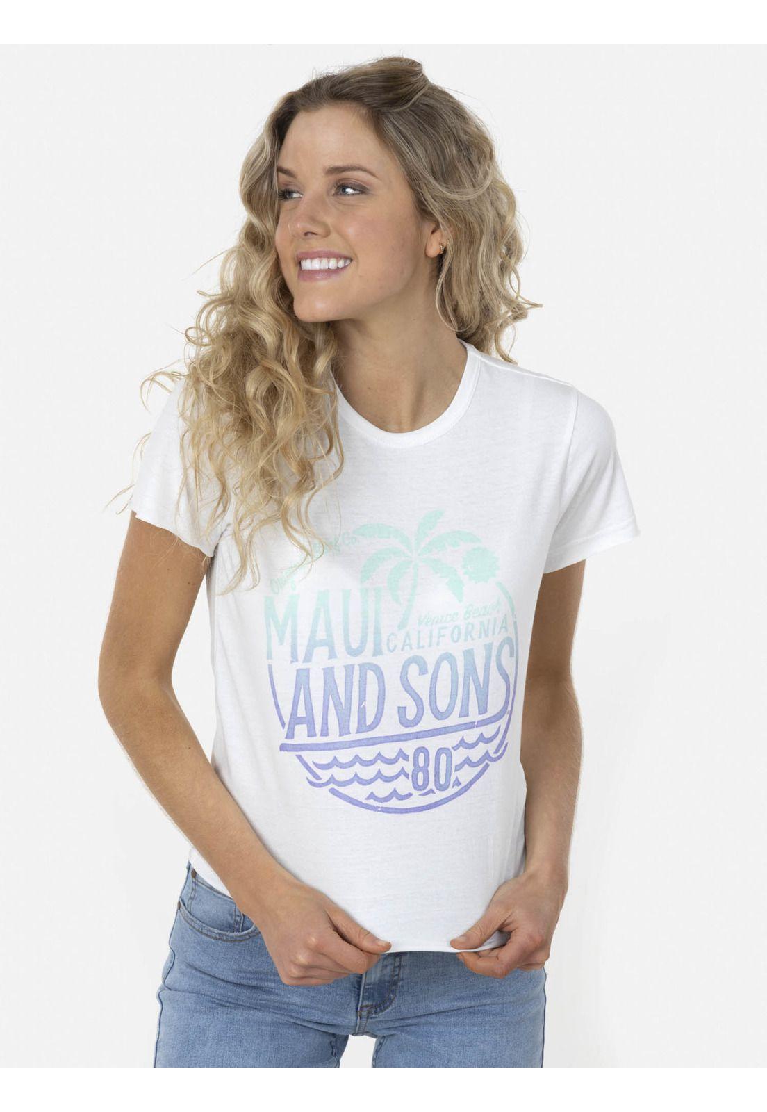 Polera ORIGINAL SURF 80`S Mujer Blanco Maui and Sons-0