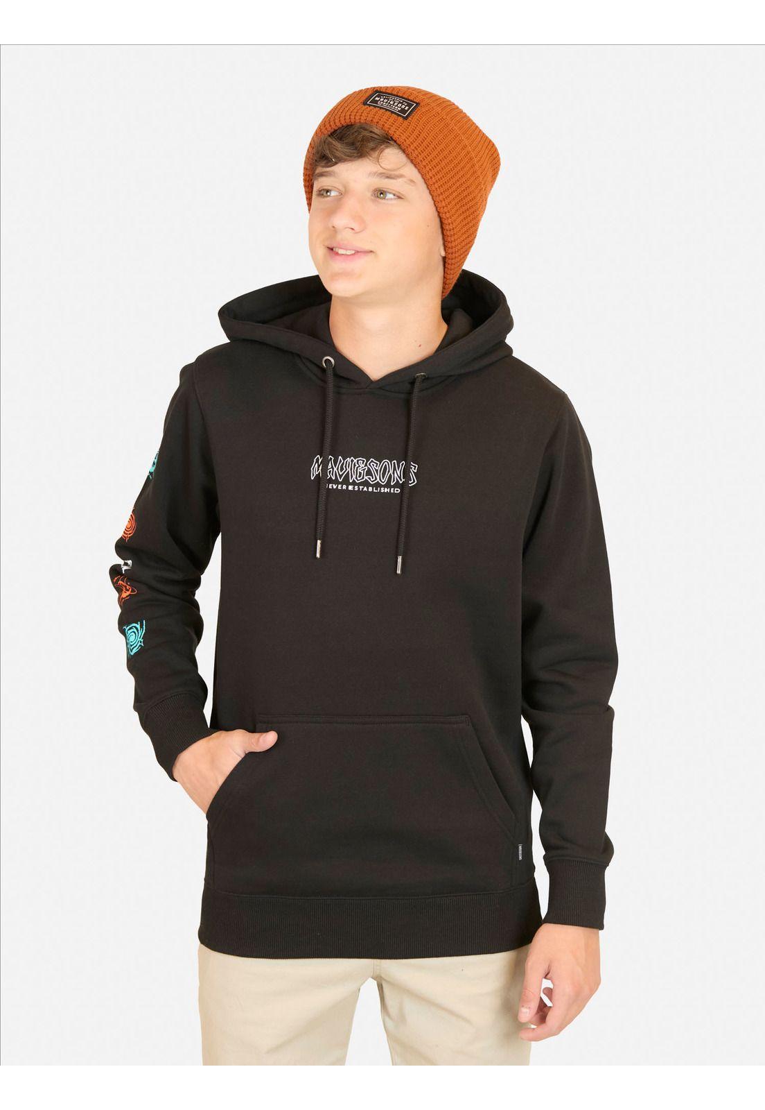 Poleron Canguro Sunset Negro Infantil Maui And Sons-0