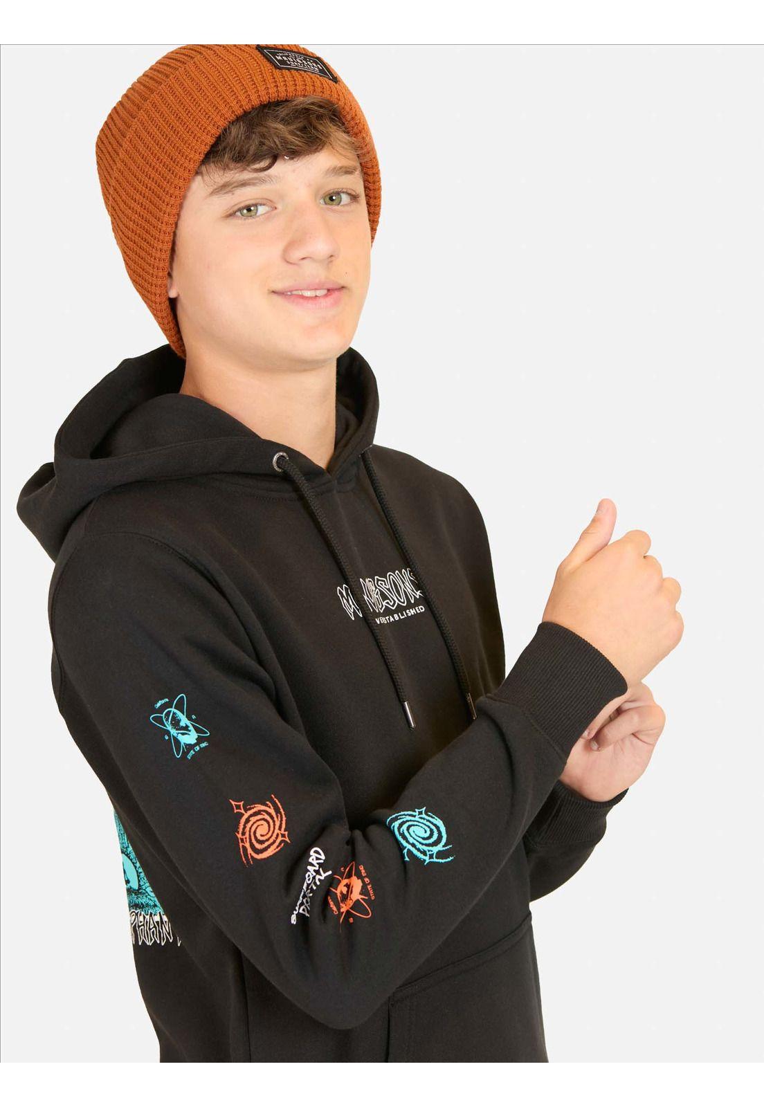 Poleron Canguro Sunset Negro Infantil Maui And Sons-2