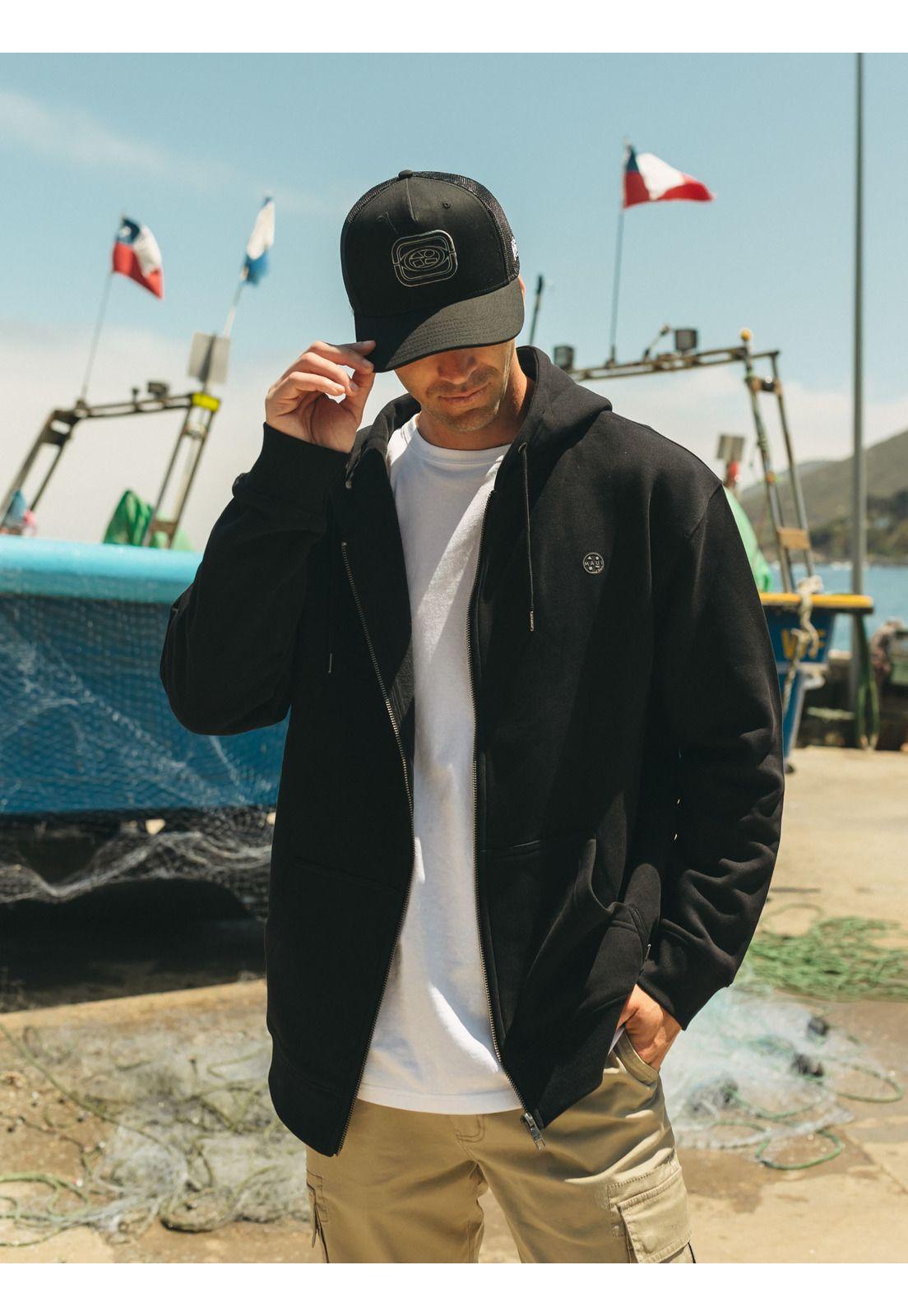 Poleron FZ Cookie Badge Negro Hombre Maui And Sons-0