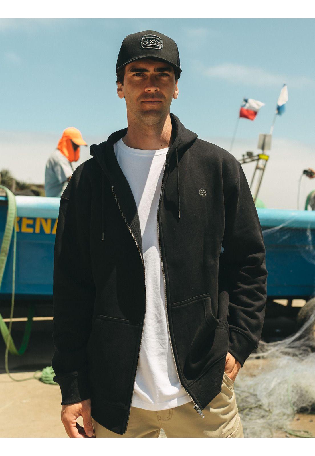 Poleron FZ Cookie Badge Negro Hombre Maui And Sons-3