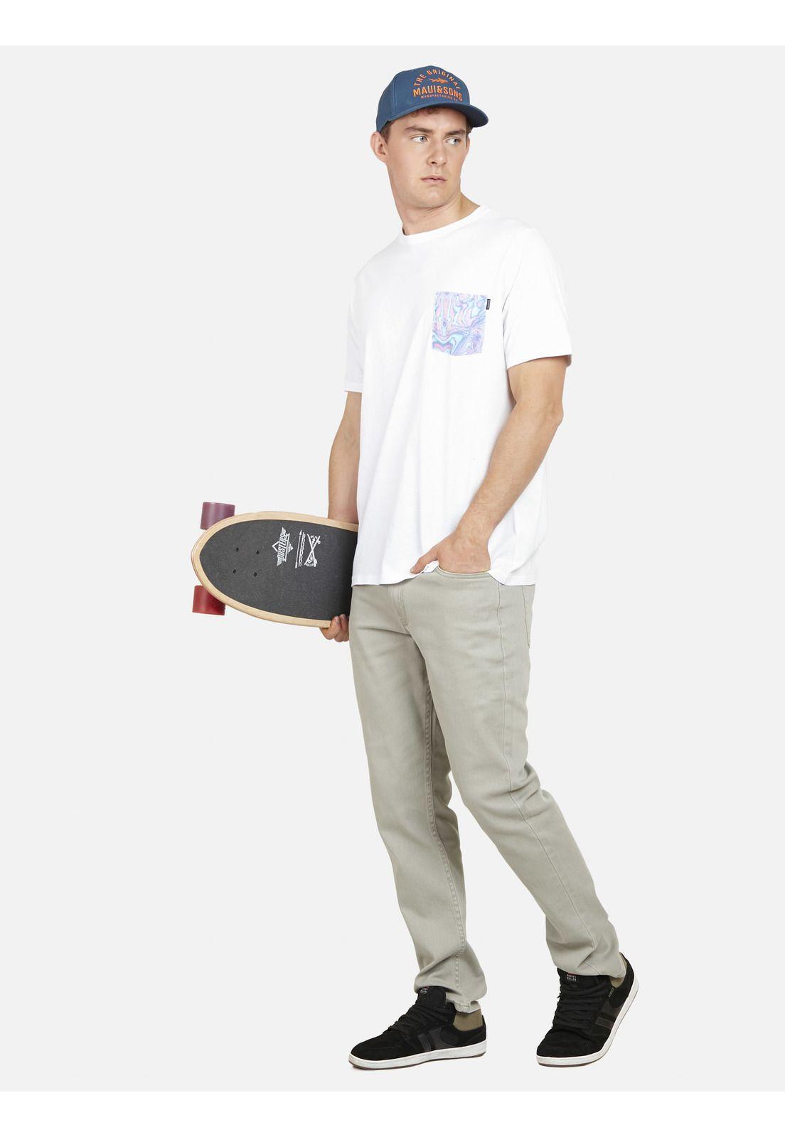 Polera POCKET PRINT Hombre Blanco Maui and Sons-3