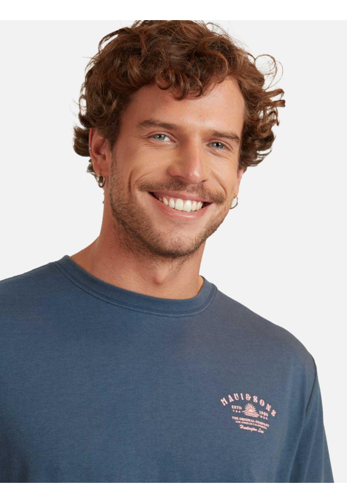 Polera Dead Vibes And Ss Tee Hombre Azul Maui And Sons-2