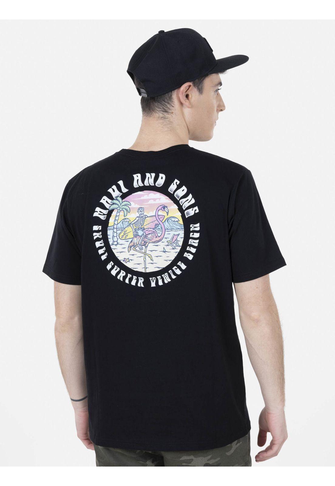 Polera FLAMINGO /SKULL SS TEE Hombre Negro Maui and Sons-1