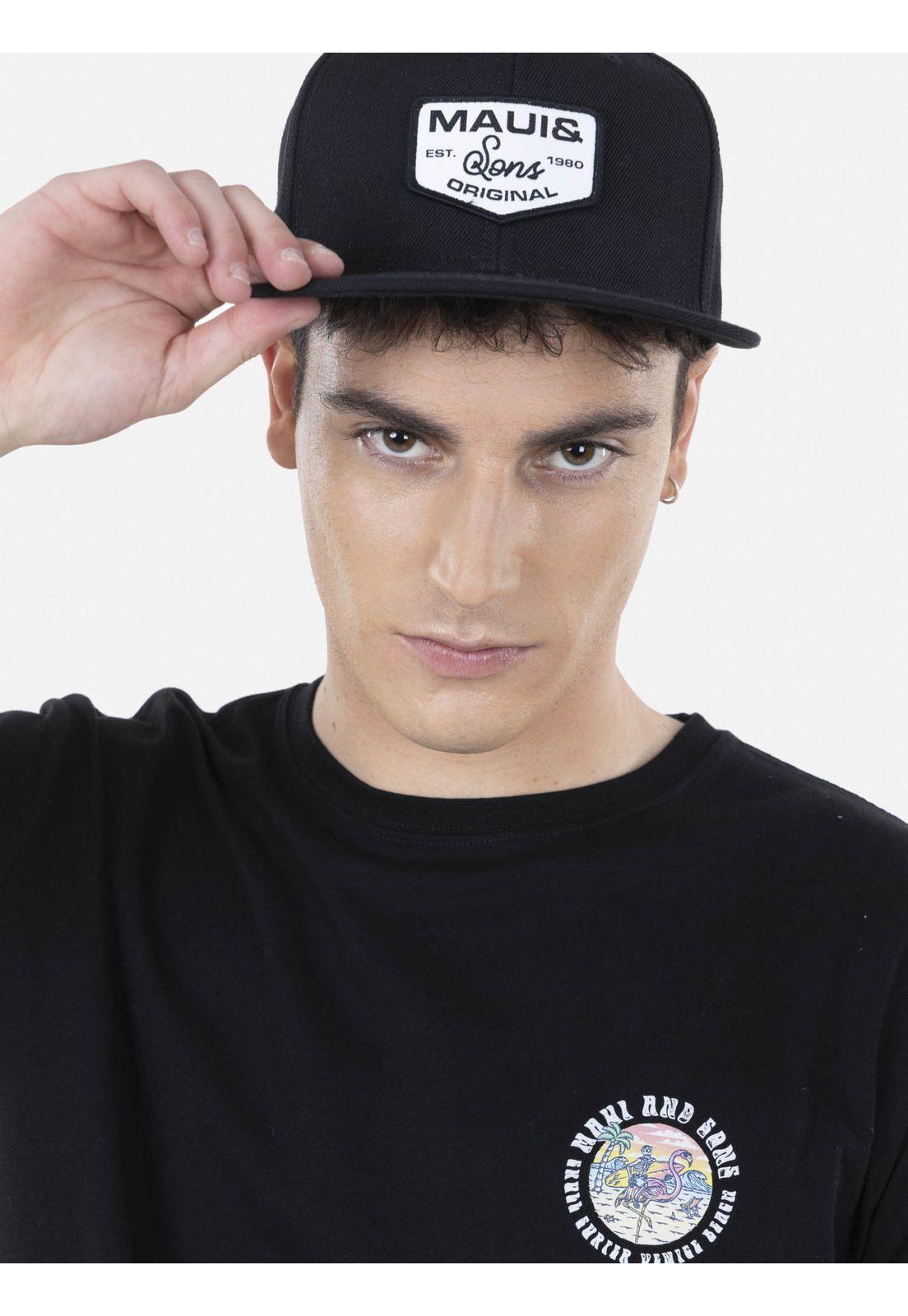 Polera FLAMINGO /SKULL SS TEE Hombre Negro Maui and Sons-2