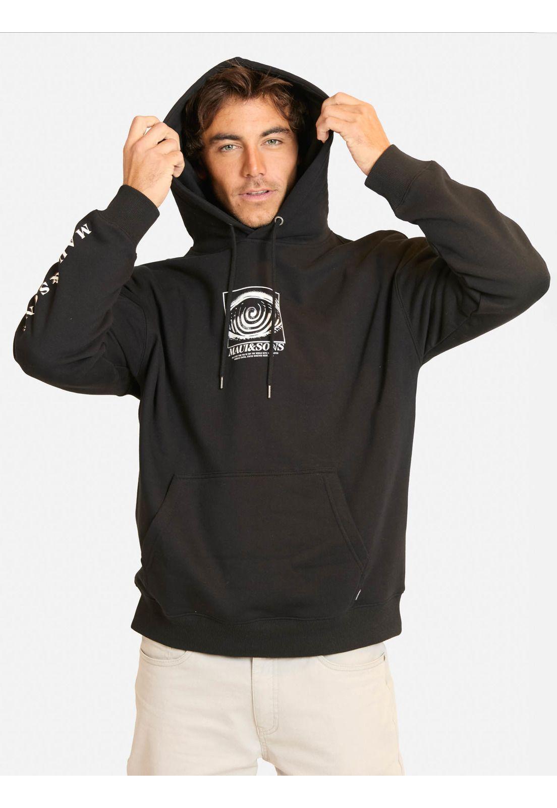 Poleron Canguro Playvora Negro Hombre Maui And Sons-0