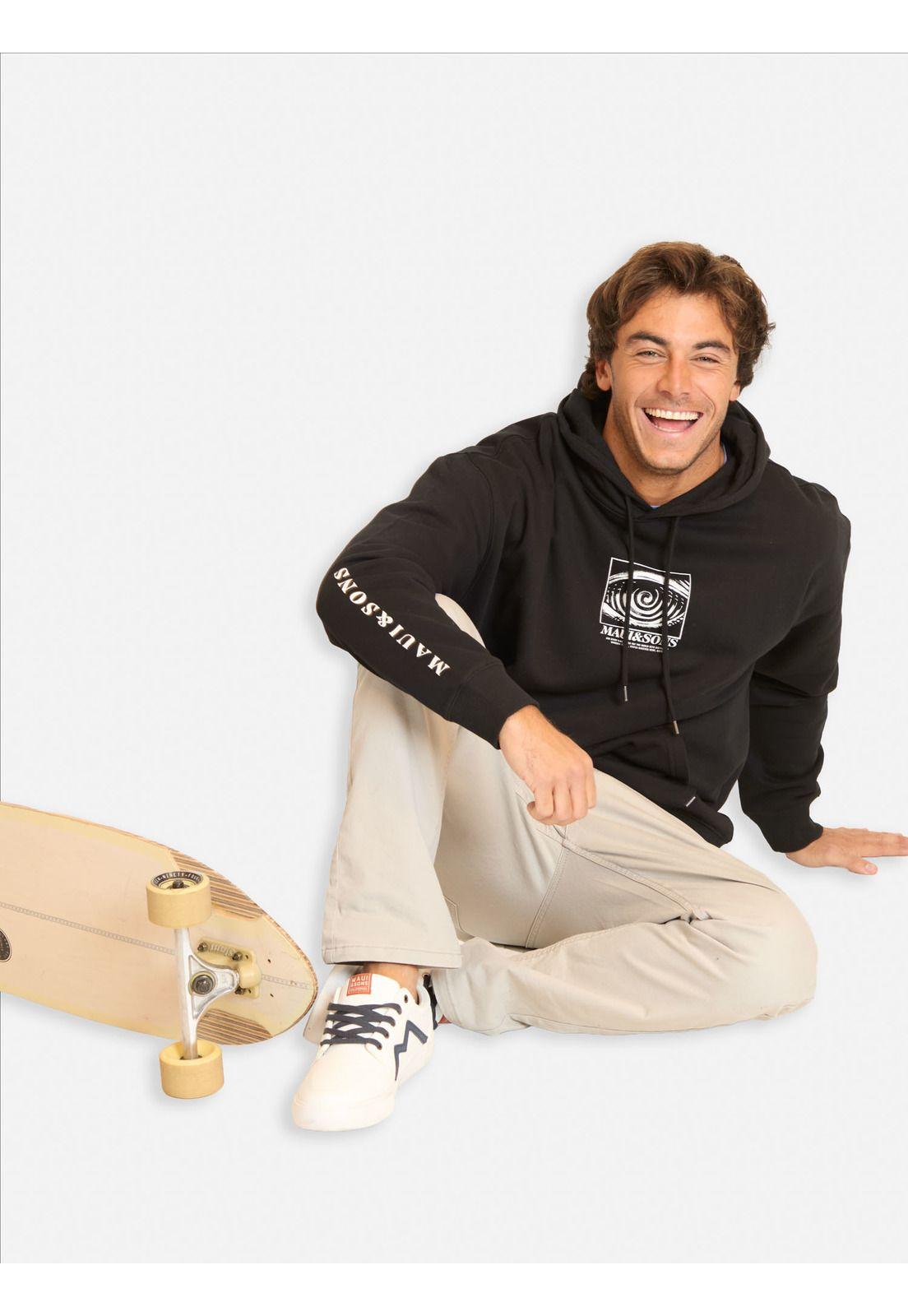 Poleron Canguro Playvora Negro Hombre Maui And Sons-4