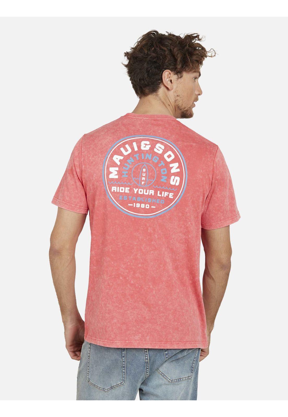 Polera HUNTINGTON SHIELD DYE Hombre Rosado Maui and Sons-1