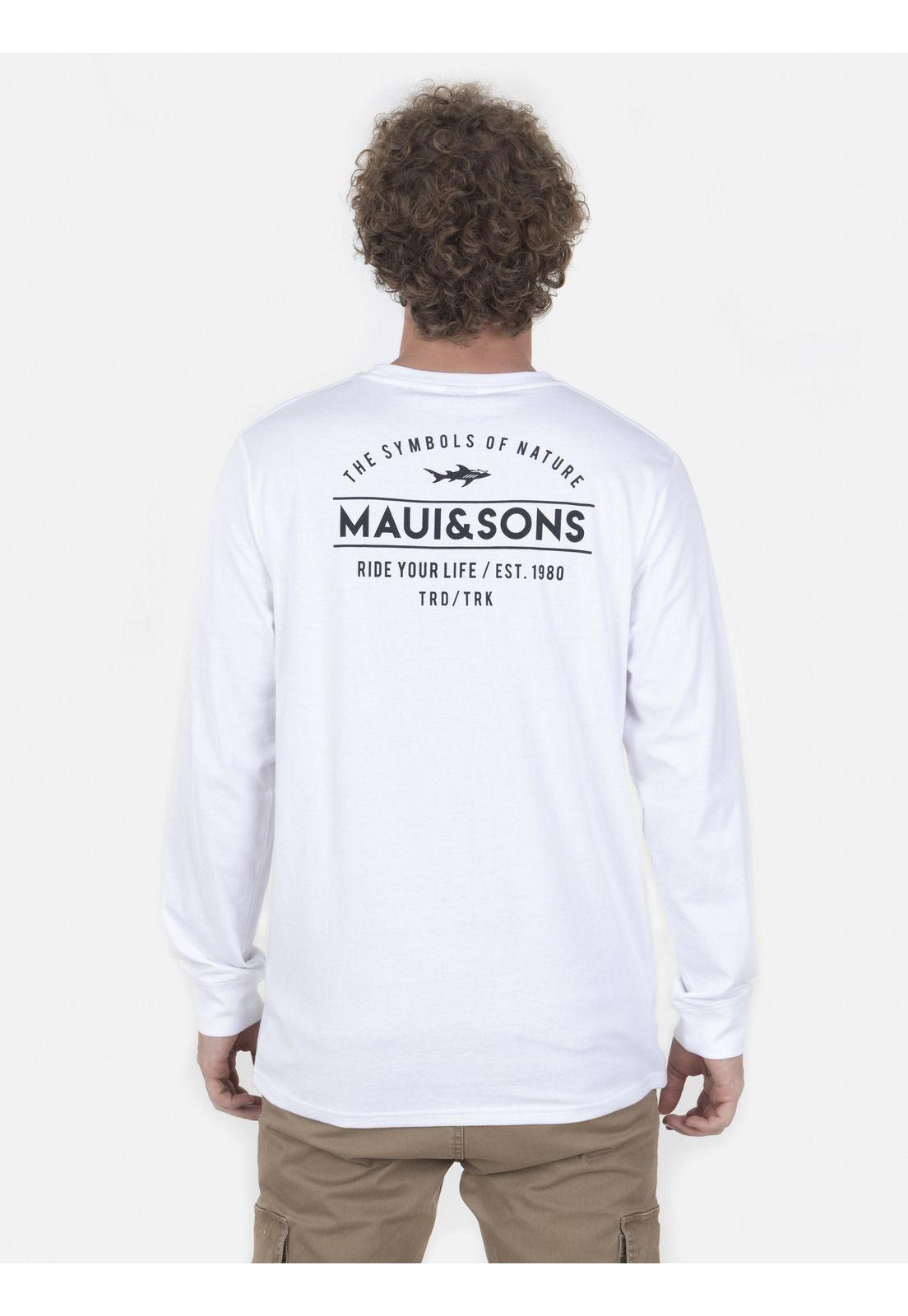 Polera Hombre CENTURY TEXT LS TE Blanco Maui and Sons-1