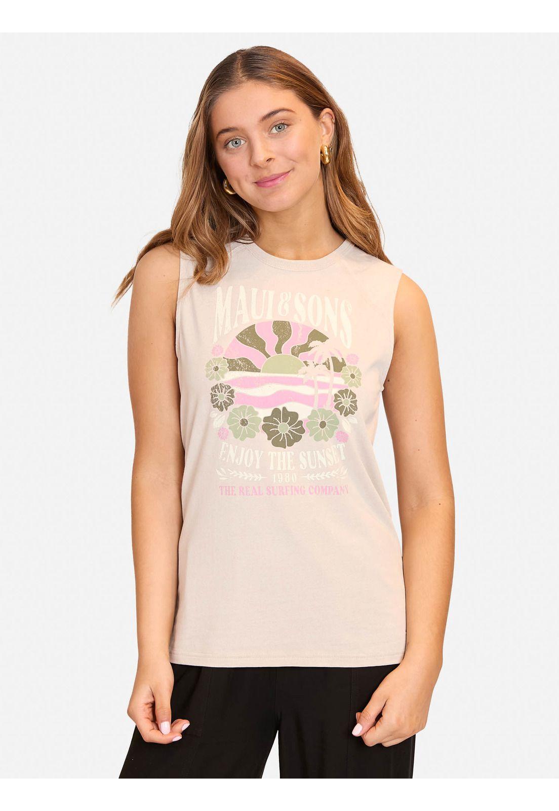Polera MC Enjoy The Sunset Café Mujer Maui And Sons-0