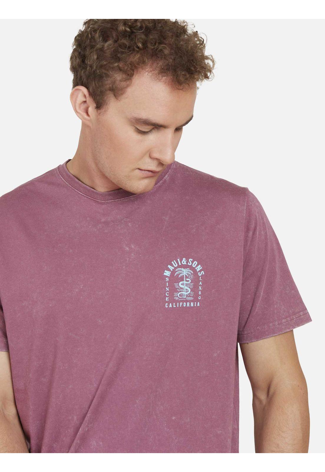 Polera SNAKE & PALM DYE Hombre Burdeo Maui and Sons-2