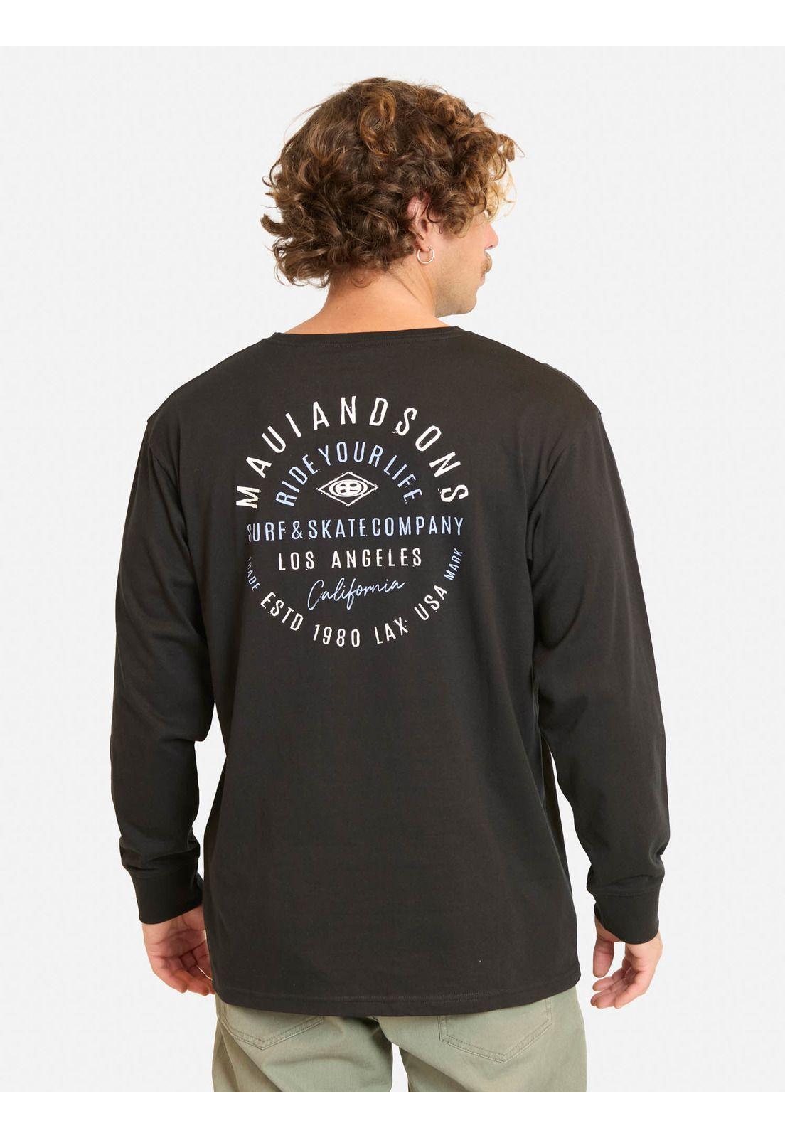 Polera ML Piyus Negro Hombre Maui And Sons-1