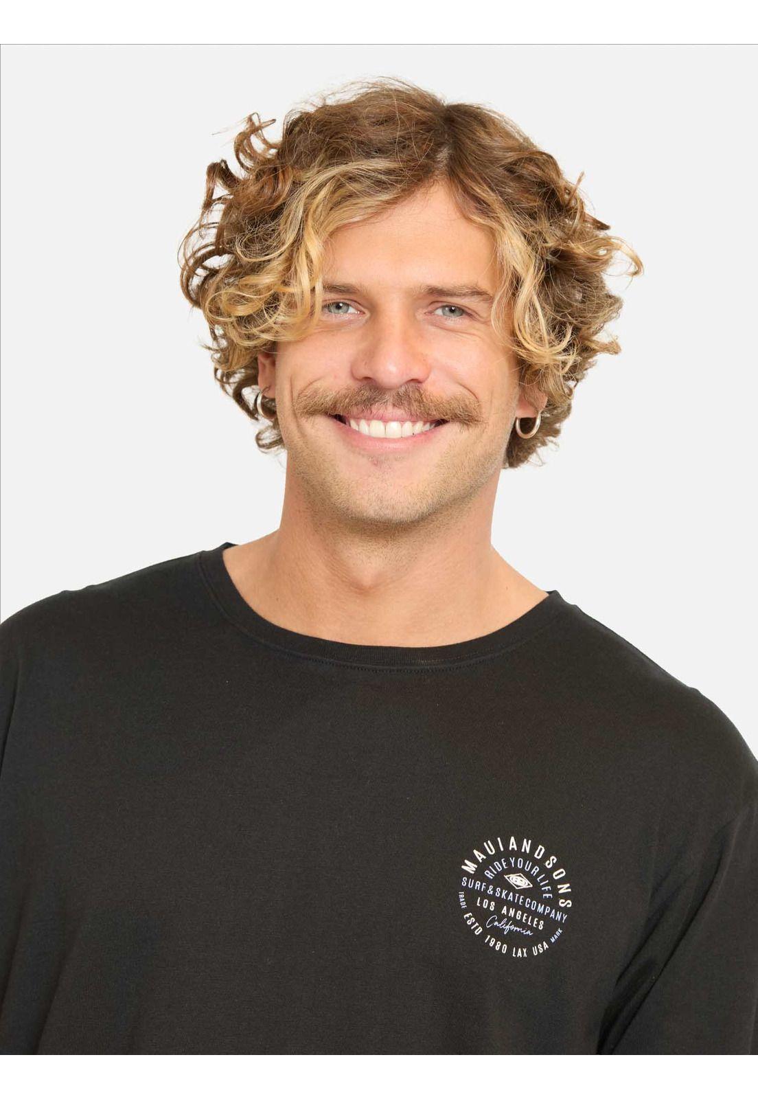 Polera ML Piyus Negro Hombre Maui And Sons-2