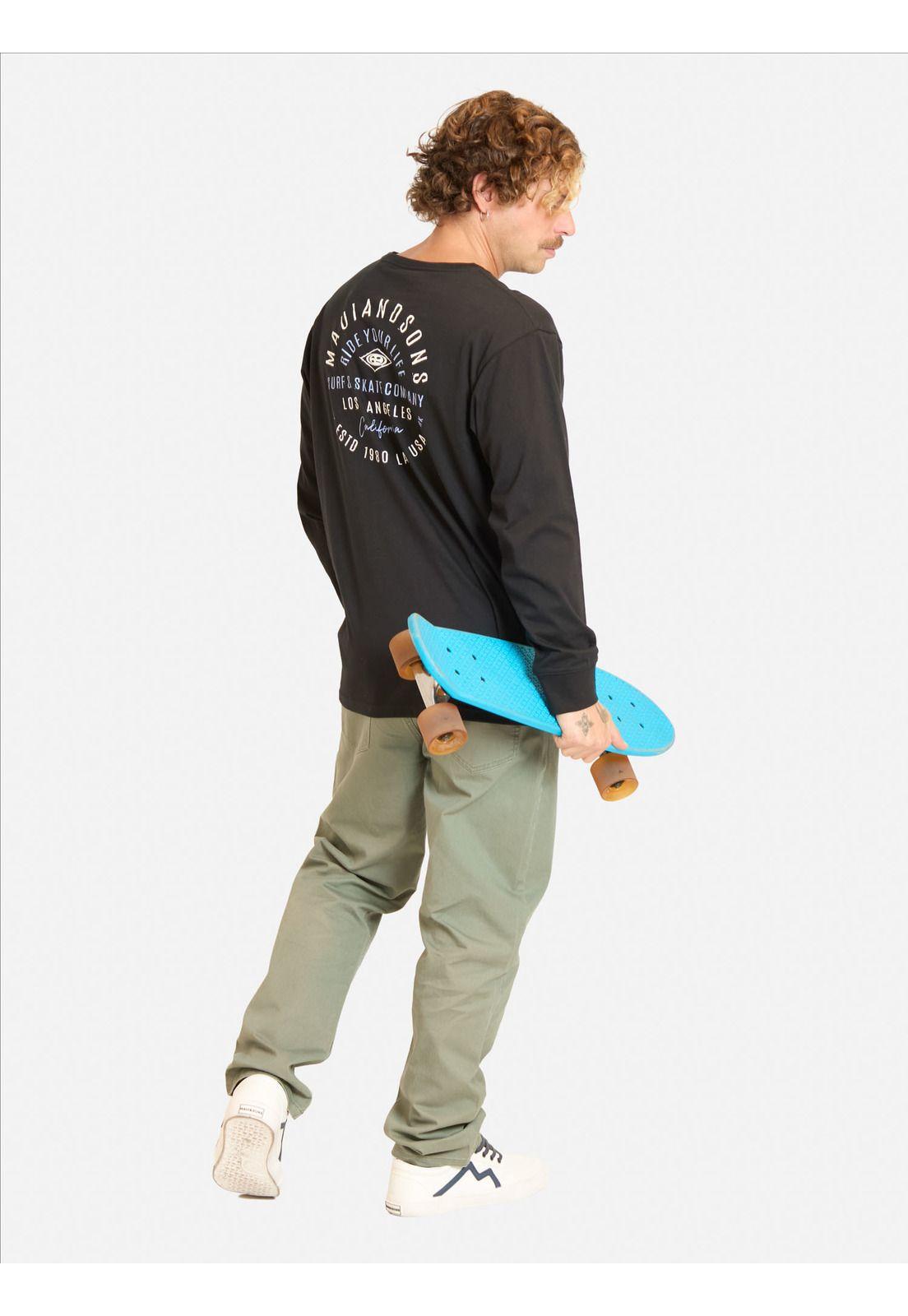 Polera ML Piyus Negro Hombre Maui And Sons-3
