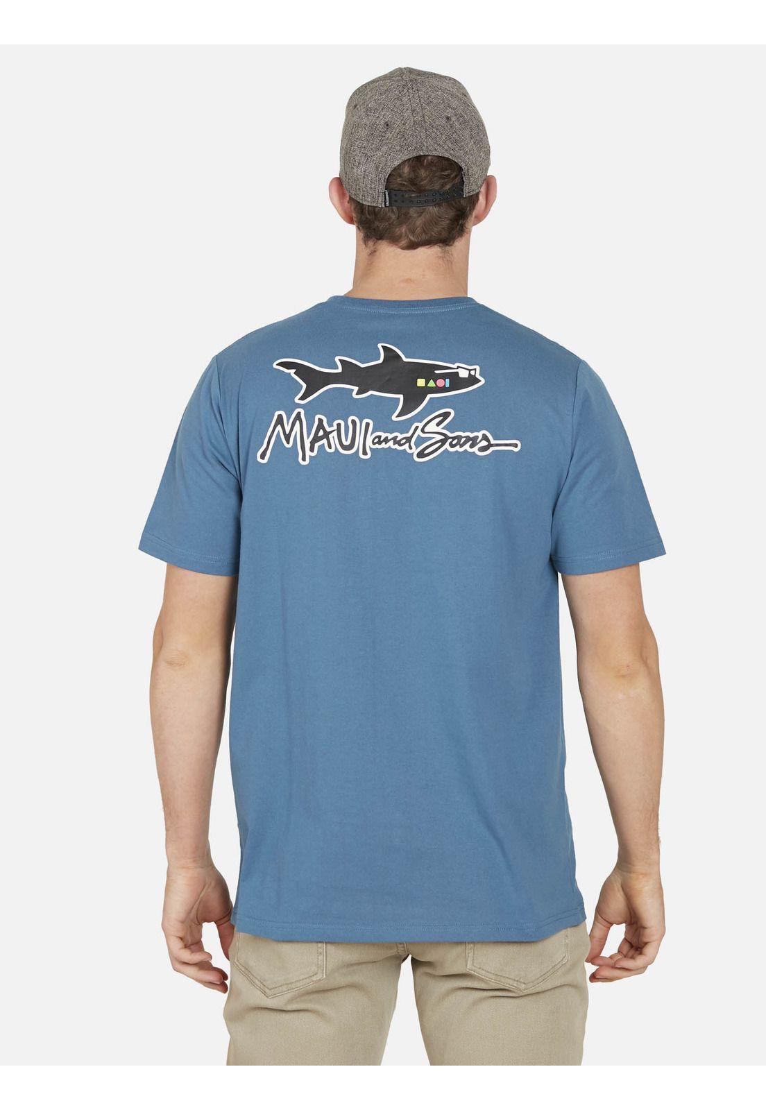 Polera OLD SHARK 80 Hombre Azul Maui and Sons-1