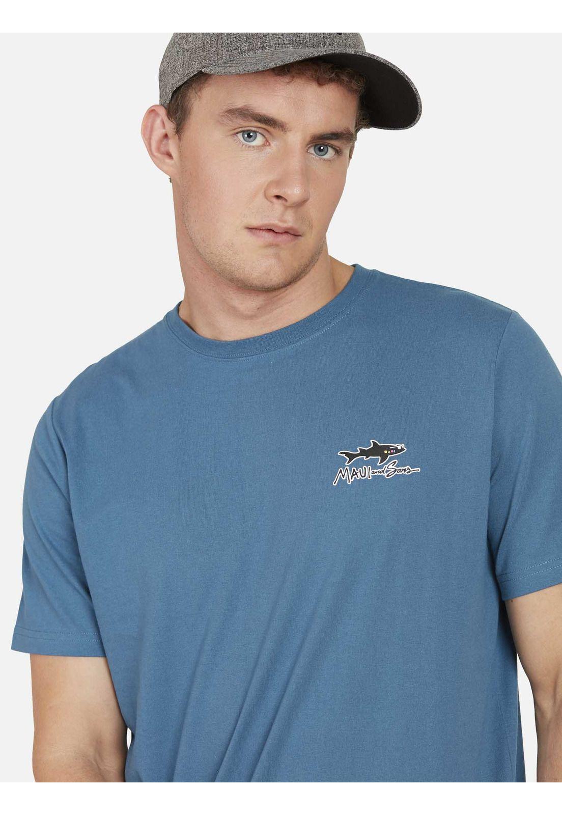 Polera OLD SHARK 80 Hombre Azul Maui and Sons-2