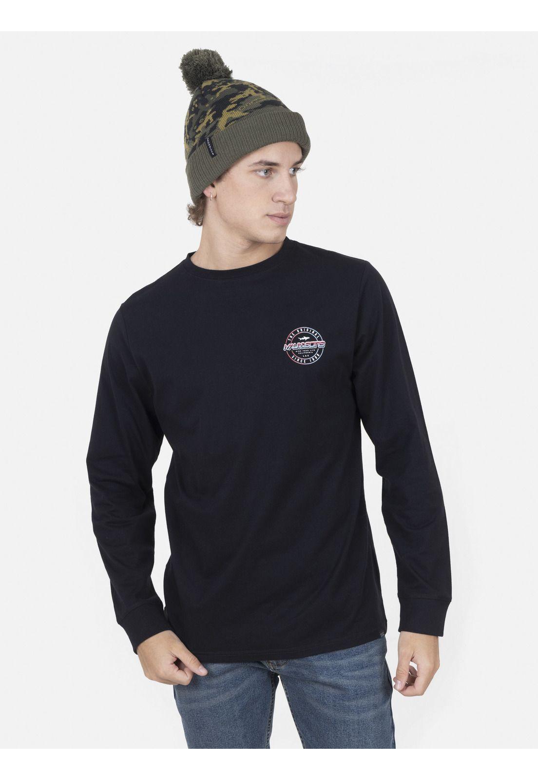 Polera Hombre RETRO TEXT LS TEE Negro Maui and Sons-0