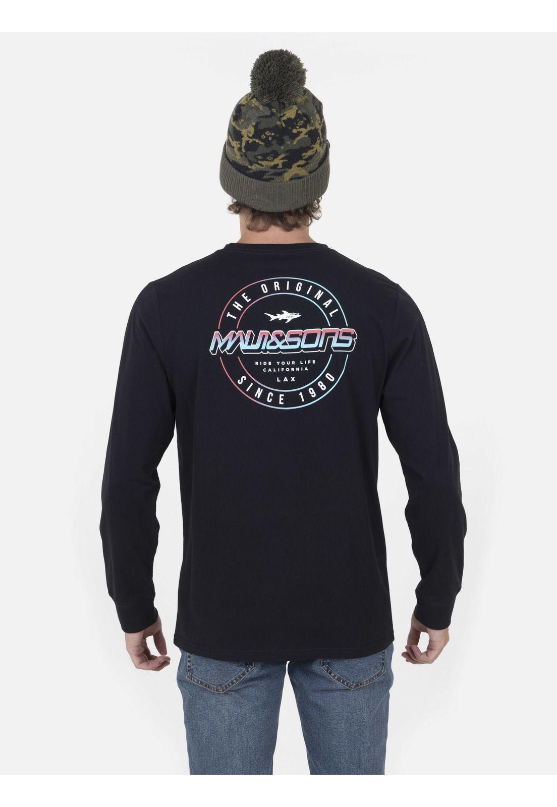 Polera Hombre RETRO TEXT LS TEE Negro Maui and Sons-1