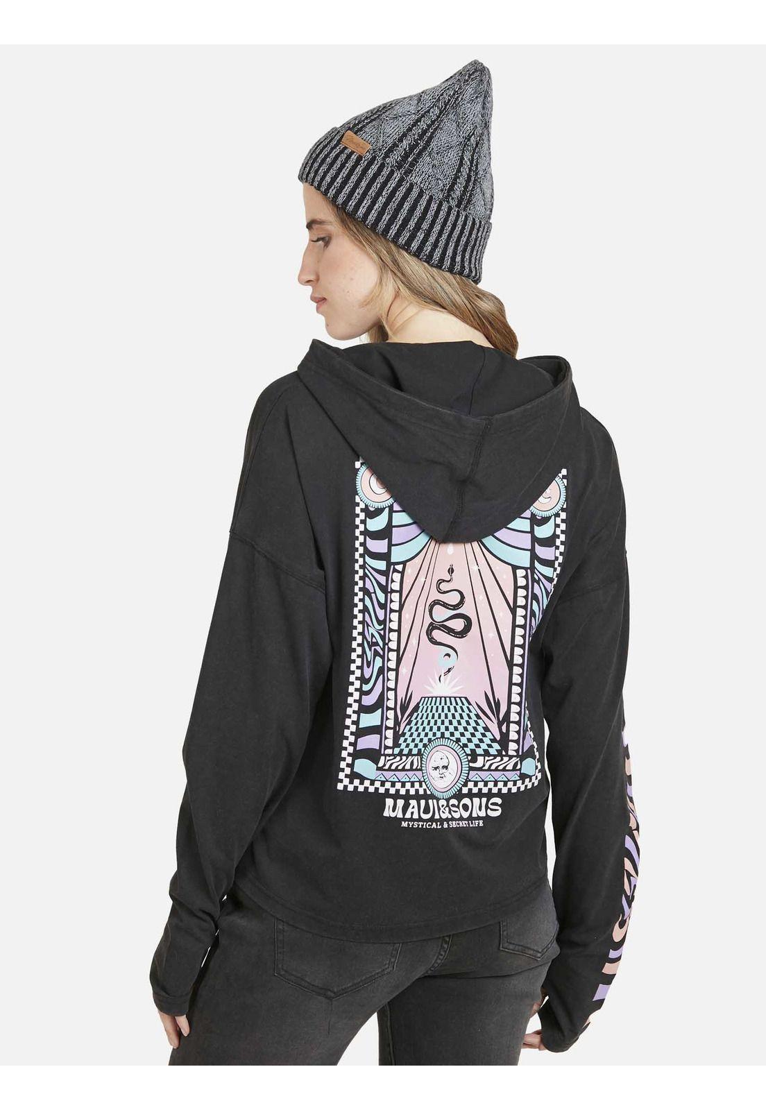 Polera MULTICOLOR PALM Mujer Negro Maui & Sons-1