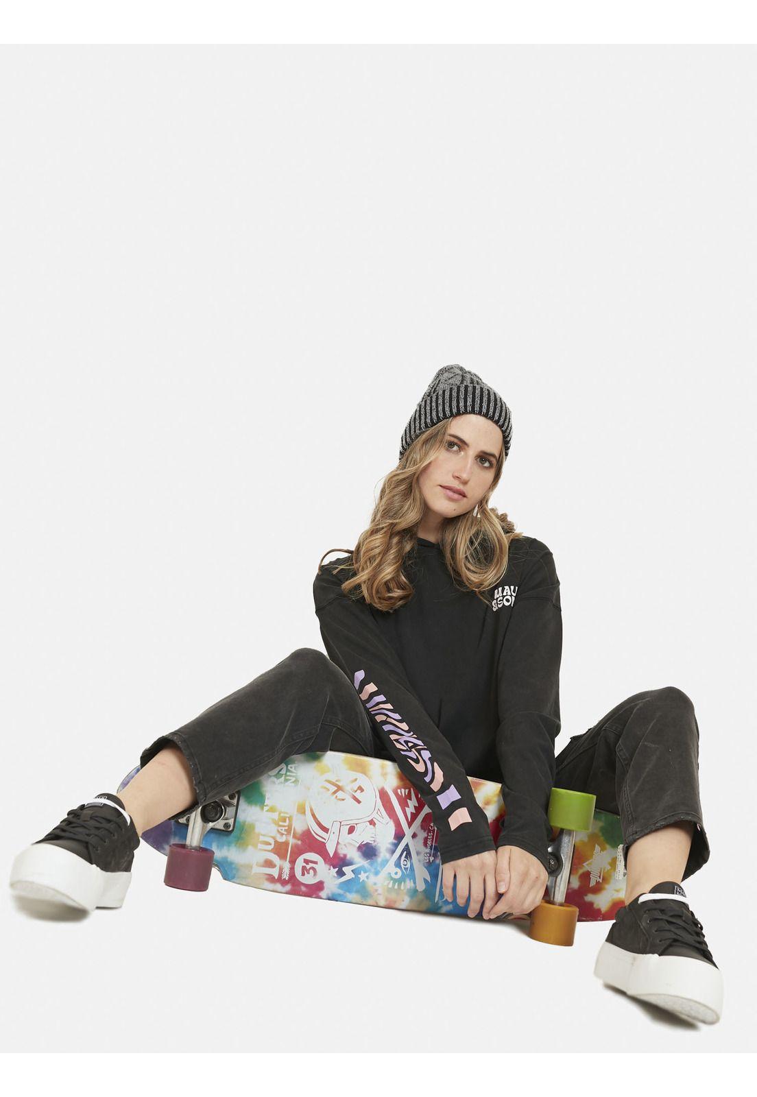 Polera MULTICOLOR PALM Mujer Negro Maui & Sons-3