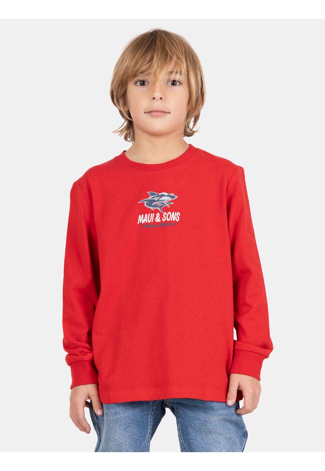 Polera ML Driftor Rojo Infantil Maui And Sons-0