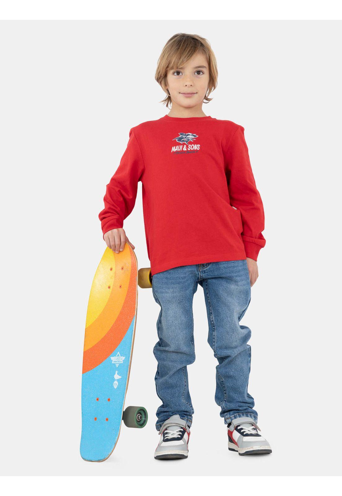 Polera ML Driftor Rojo Infantil Maui And Sons-3
