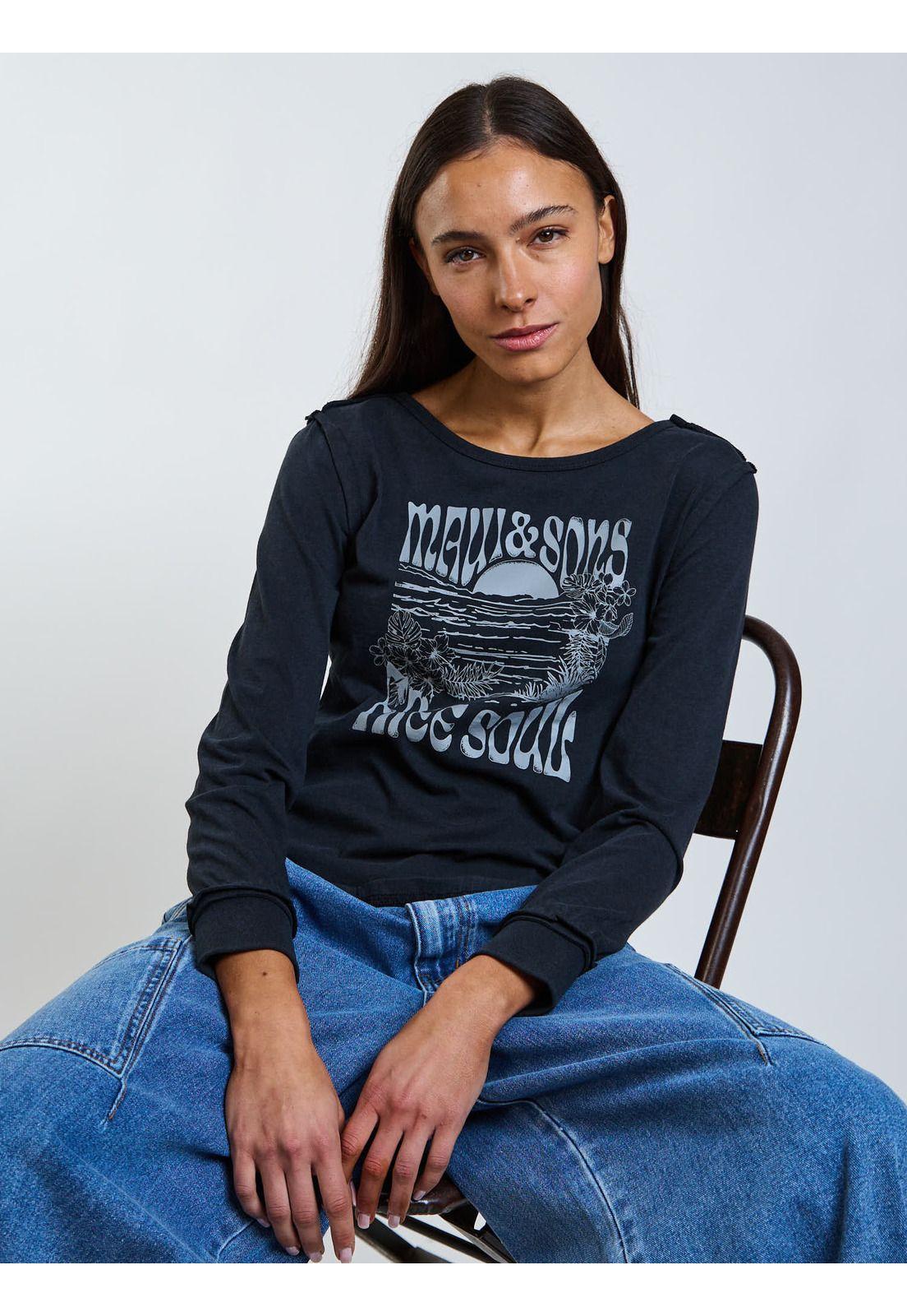 Polera ML Riva Negro Mujer Maui and Sons-6