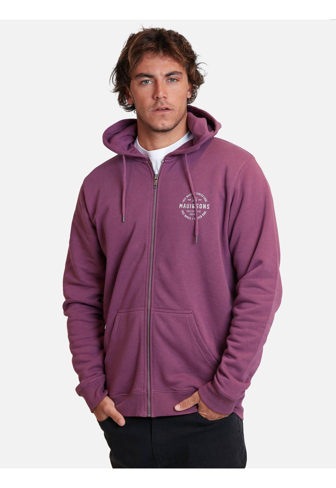 Poleron Fullzipper Free Waves Surfer Soul Hombre Burdeo Maui And Sons-0