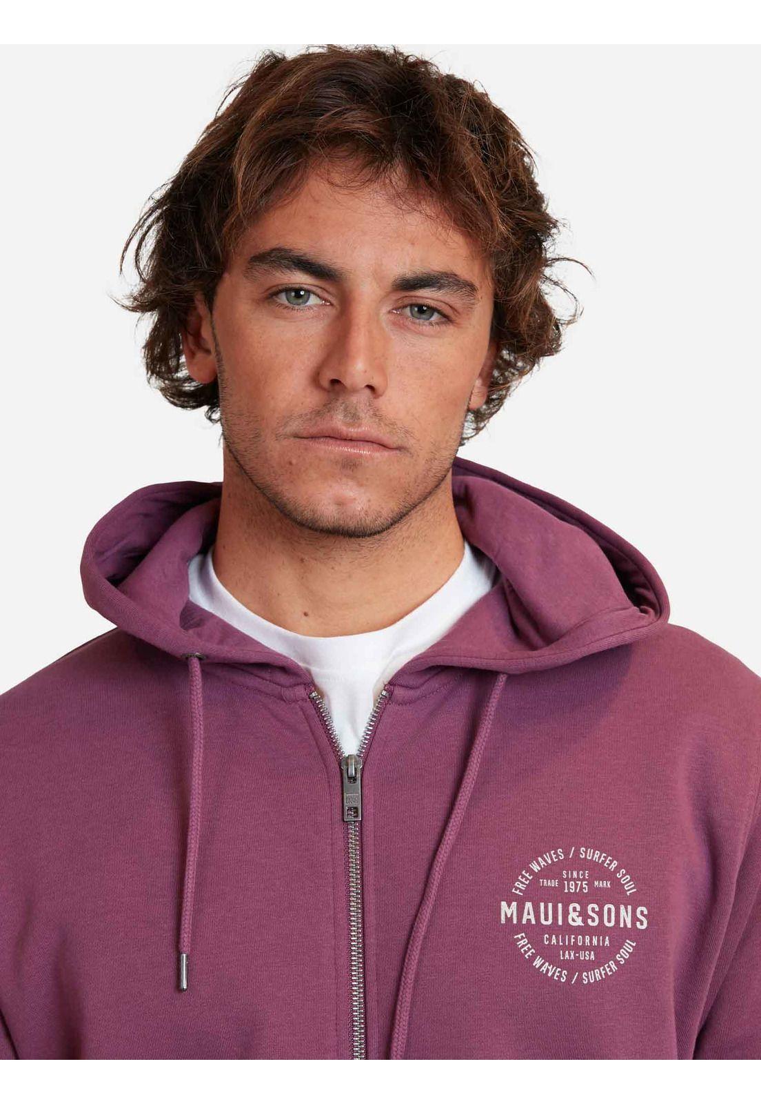 Poleron Fullzipper Free Waves Surfer Soul Hombre Burdeo Maui And Sons-2