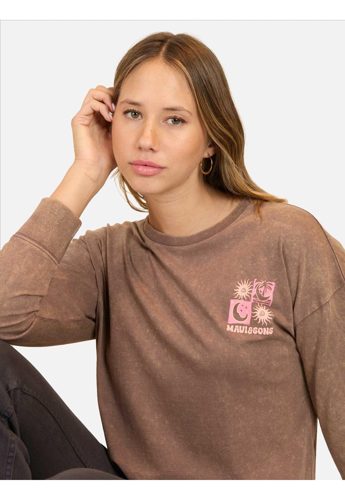 Polera ML Tidal Café Mujer Maui And Sons-2