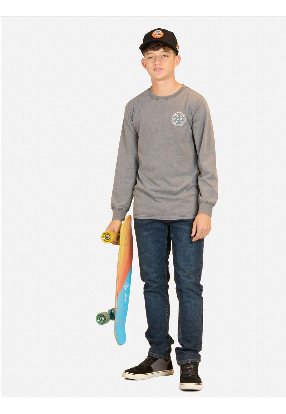 Polera ML Moai Gris Infantil Maui And Sons-3