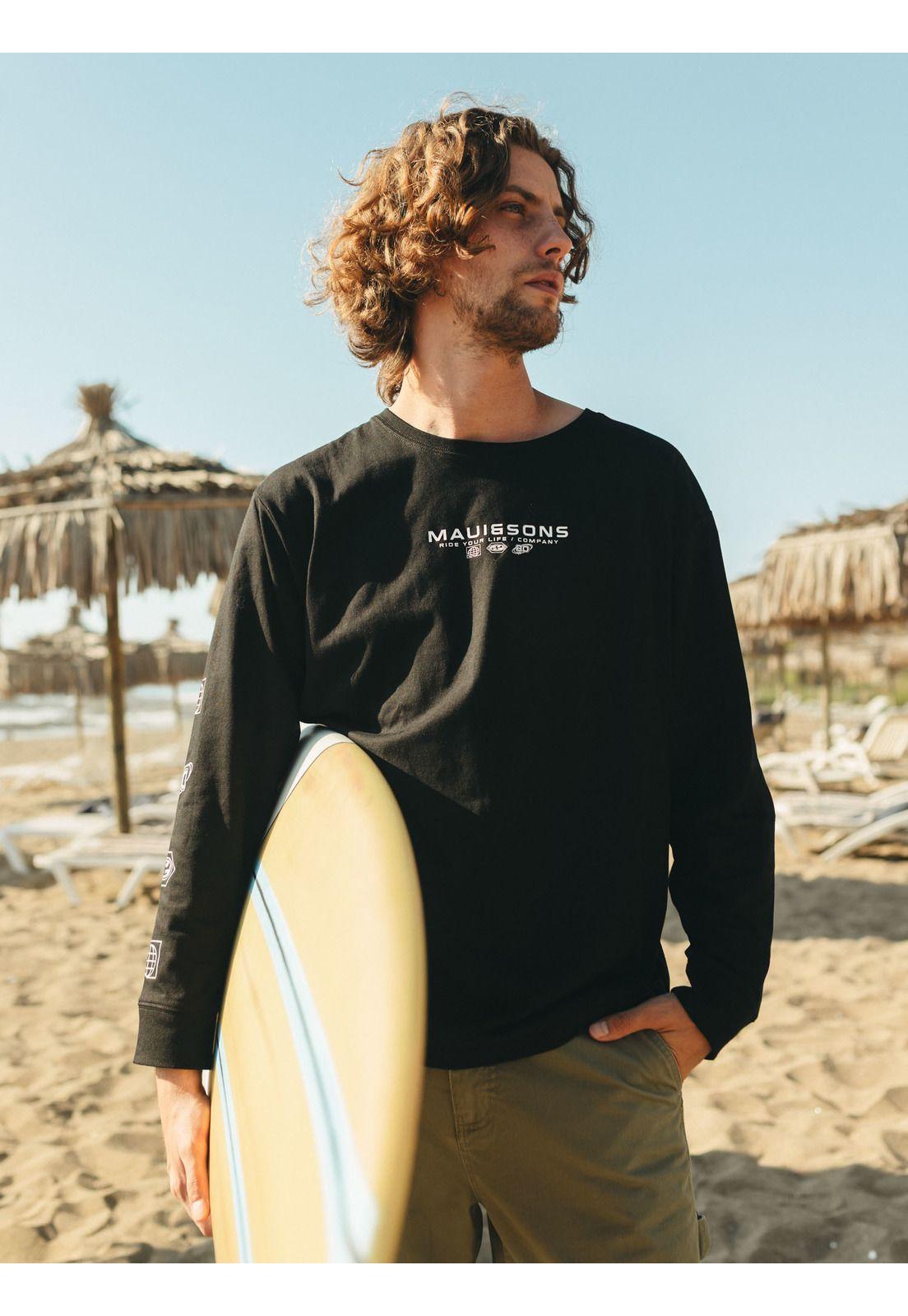 Polera ML Barding co Negro Hombre Maui And Sons-0