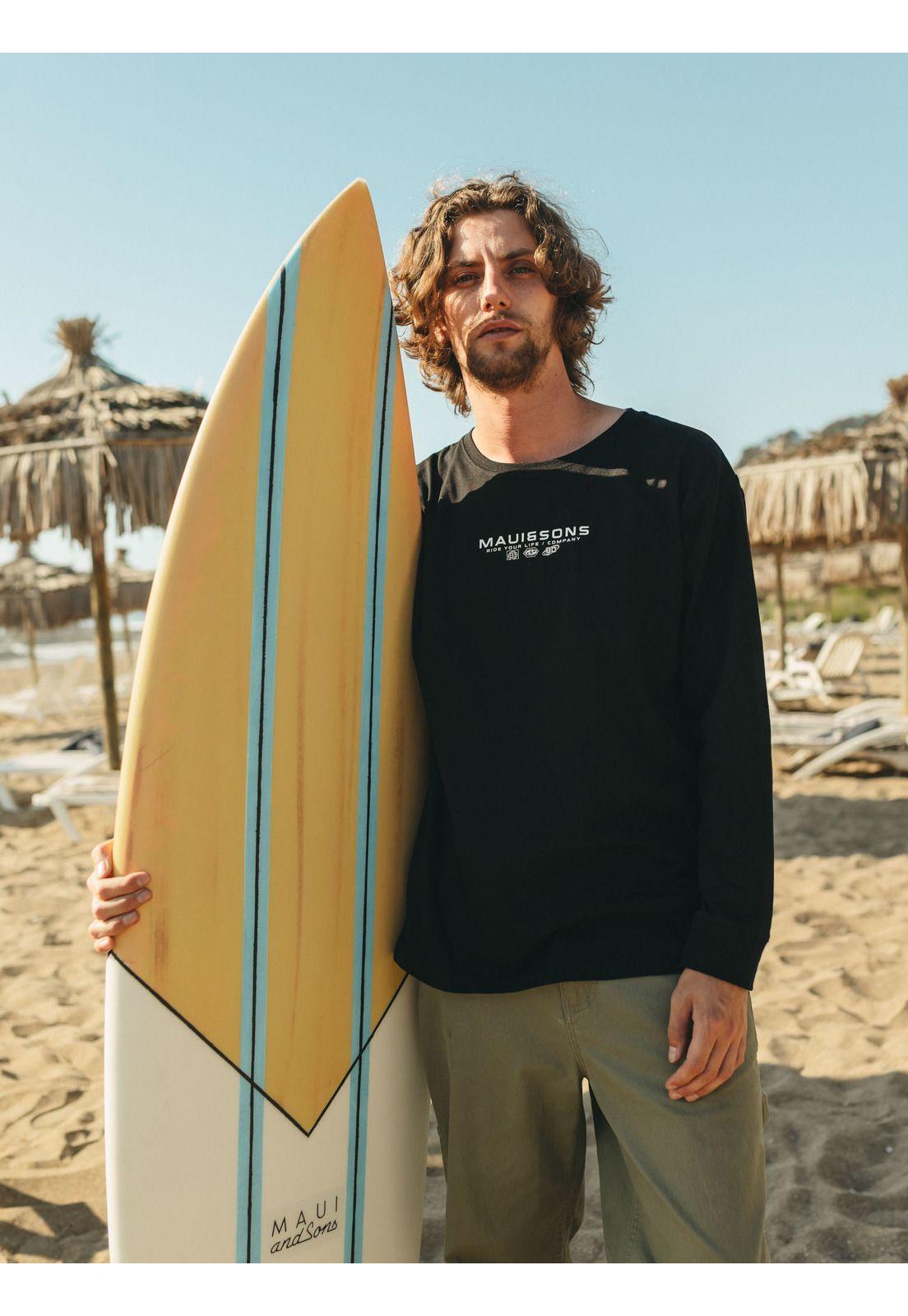 Polera ML Barding co Negro Hombre Maui And Sons-3